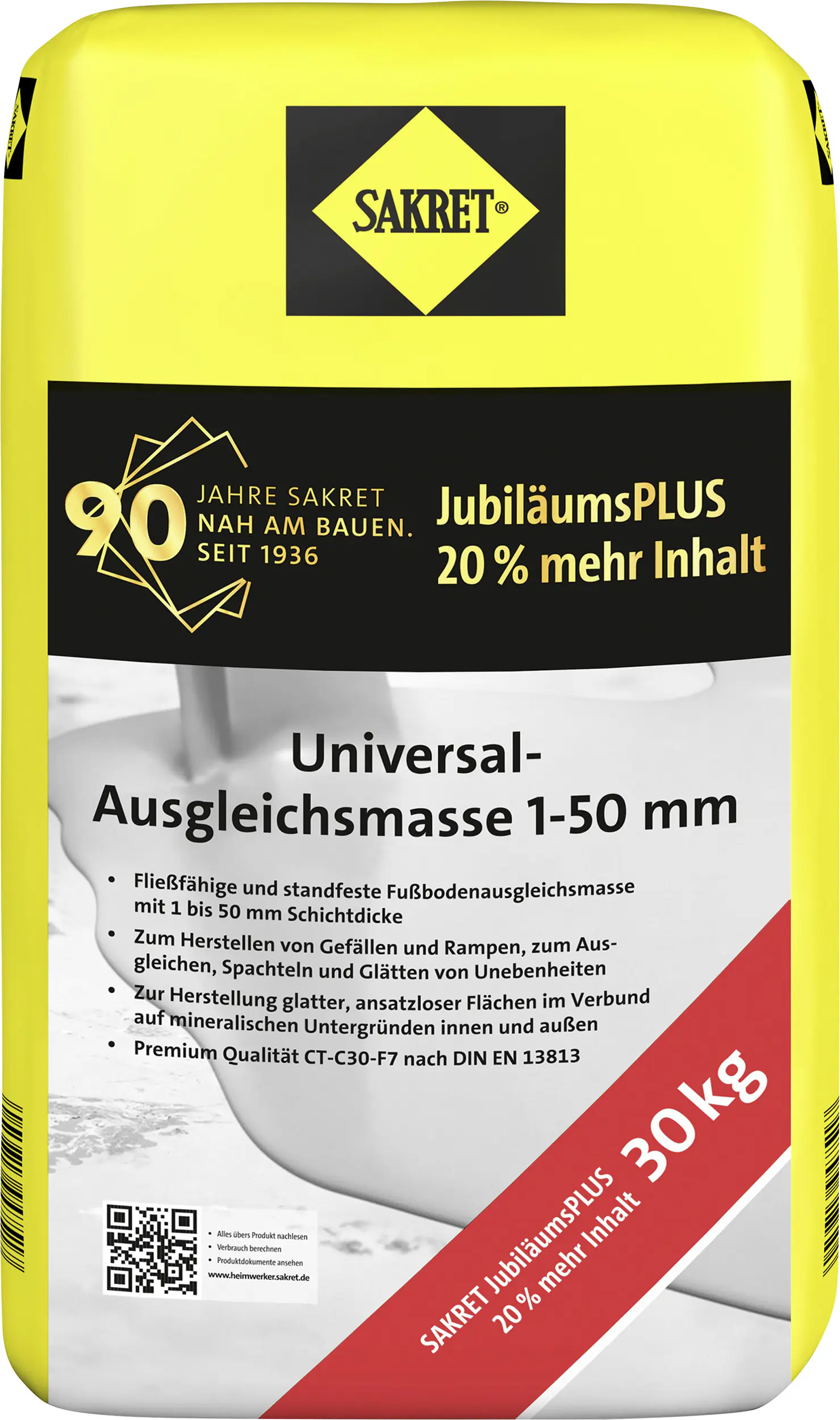 Sakret Universal Ausgleichsmasse Jubiläumsgebinde 1-50 mm 30 kg