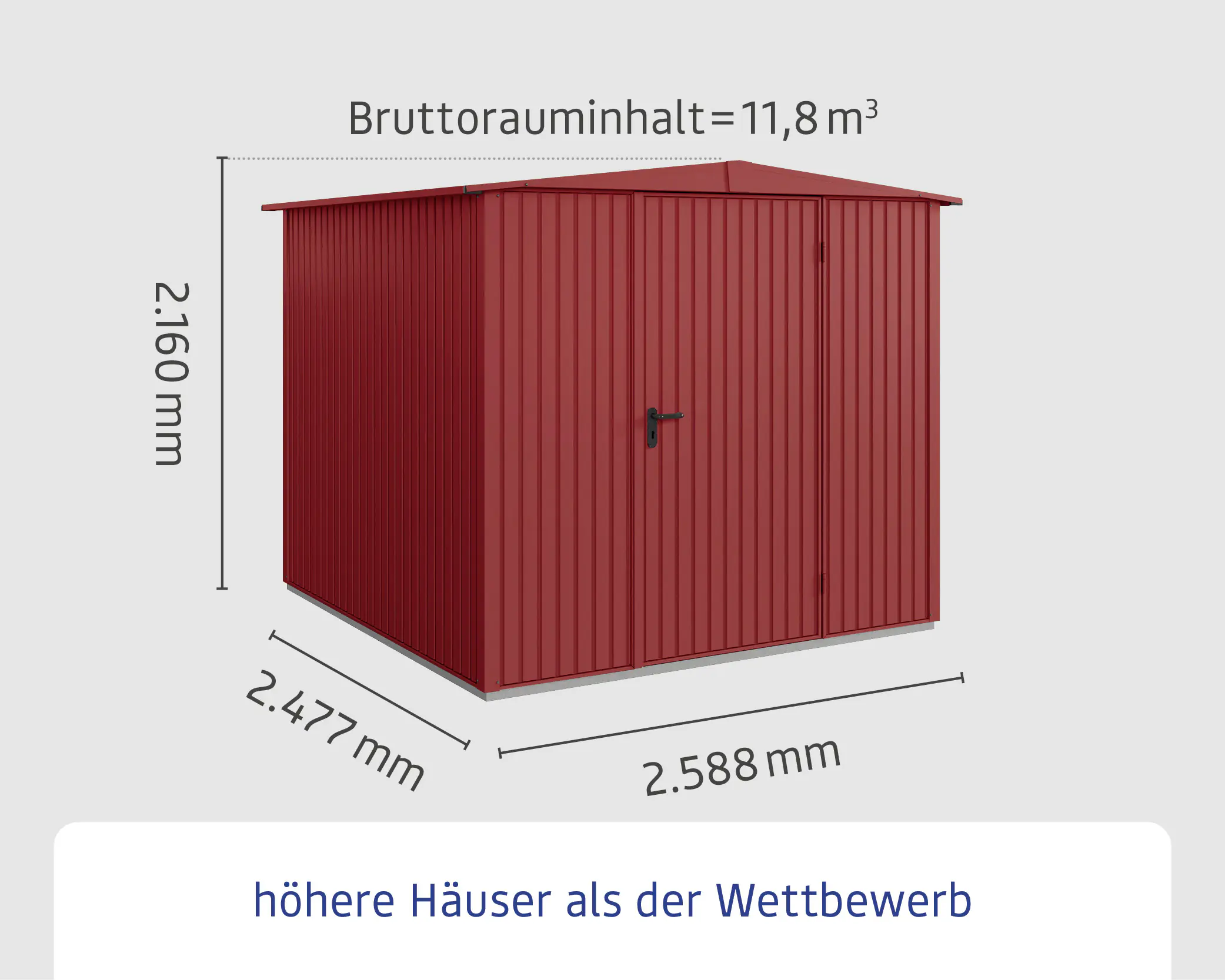 EcoStar Gerätehaus Trend-S Typ 2 258,8 x 247,7 x 216 cm v