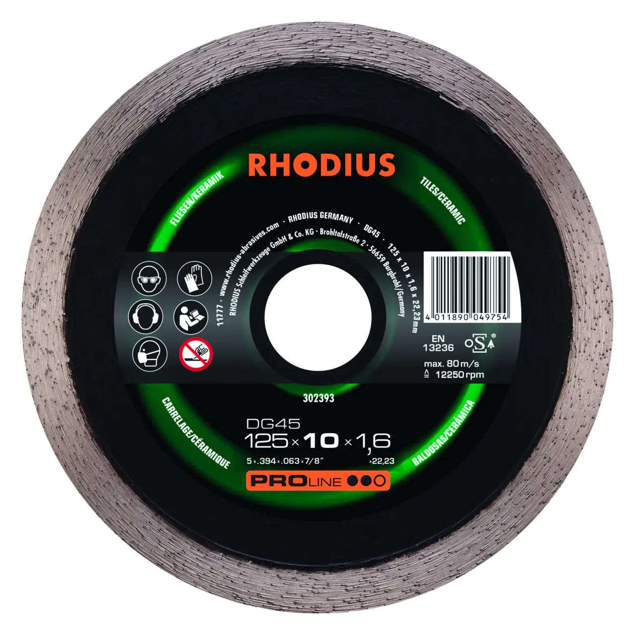 Rhodius Diamanttrennscheibe DG45 Fliesen Ø 125 mm Bohrung 22,23 mm Rhodius Diamanttrennscheibe DG45 Fliesen Ø 125 mm Bohrung 22,23 mm