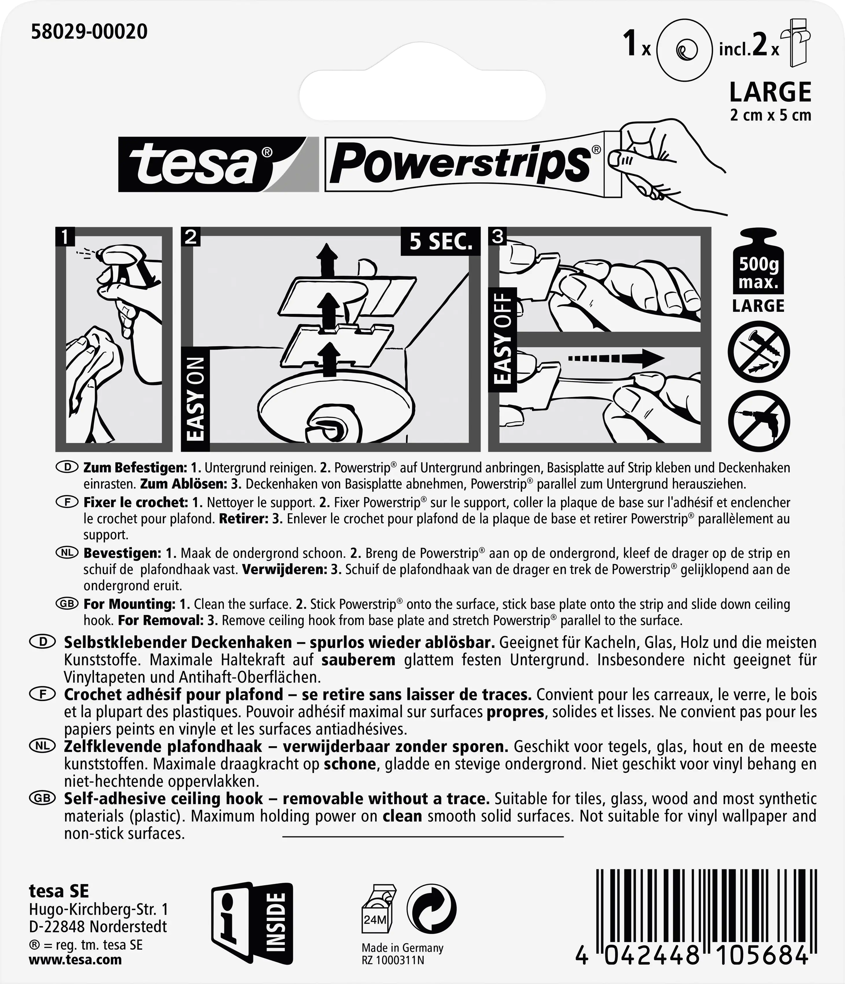 tesa Powerstrips Deckenhaken weiß tesa Powerstrips Deckenhaken weiß