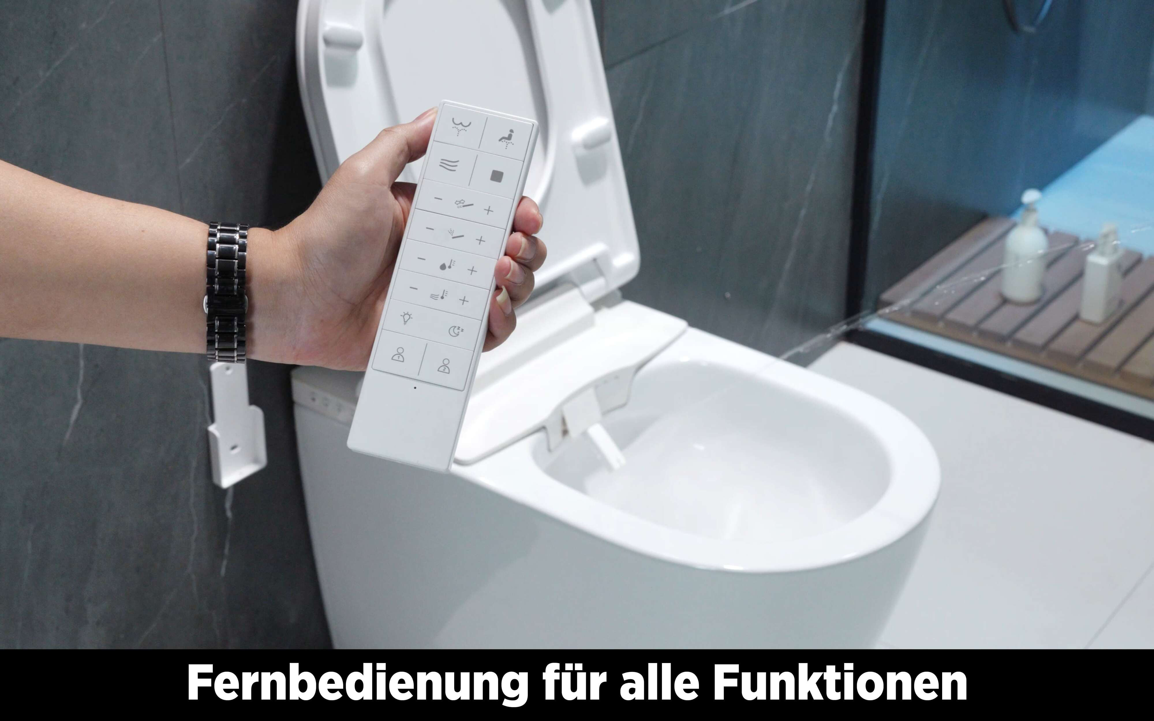 Adoomo Wand Dusch-WC spülrandlos Tiefspüler weiß inkl. WC Sitz