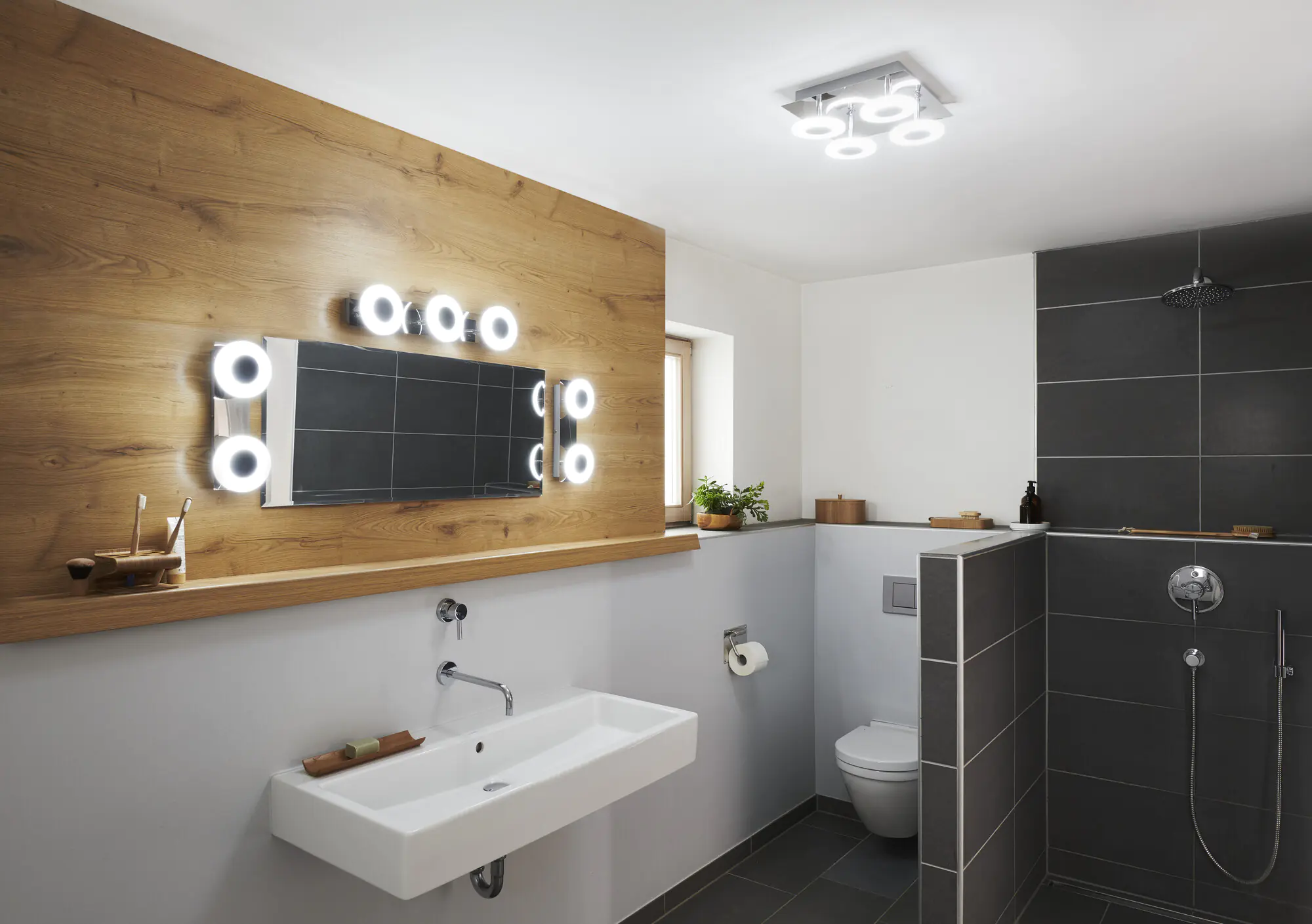 Ledvance Smart+ LED Badleuchte Orbis Wave silber Ø 20 cm 8 W dimmbar Ledvance Smart+ LED Badleuchte Orbis Wave silber Ø 20 cm 8 W dimmbar