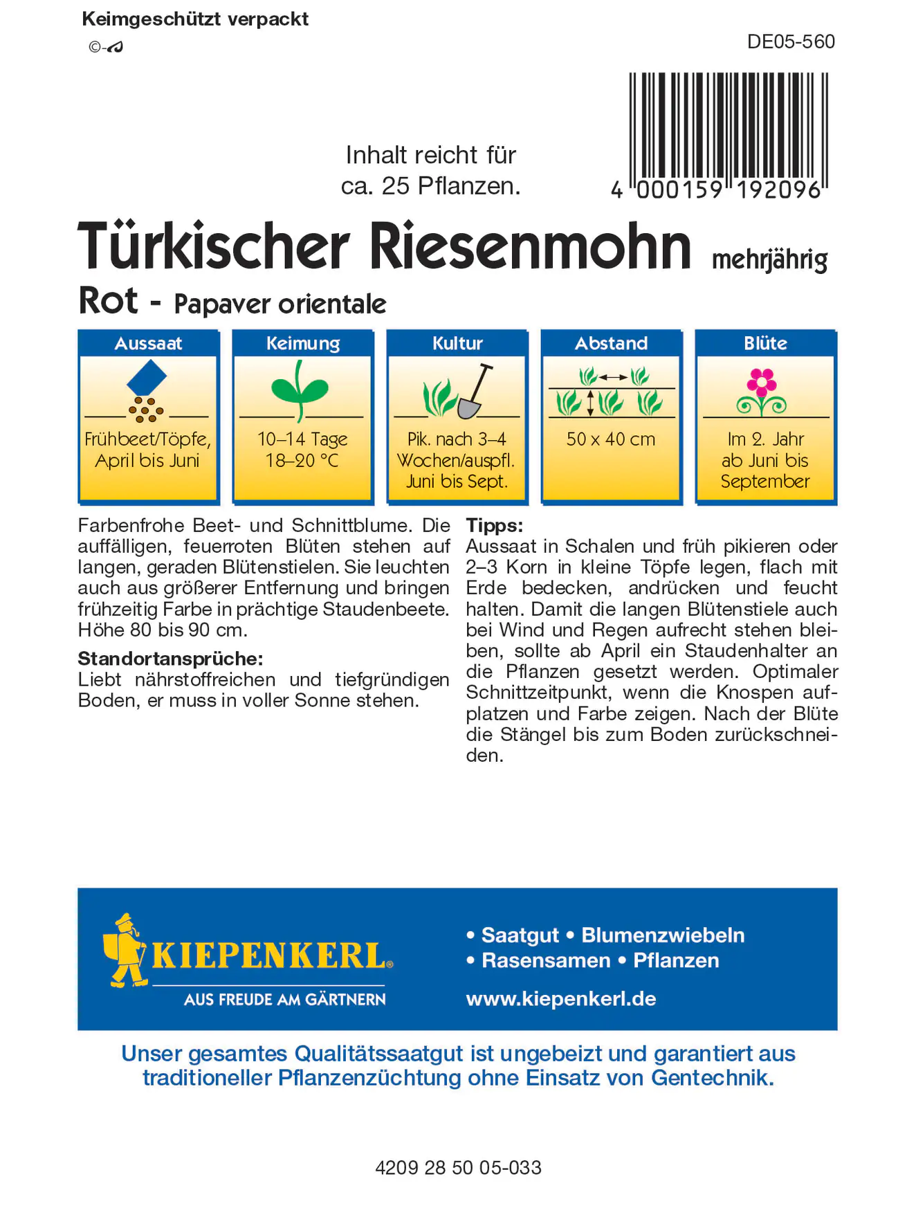 Kiepenkerl Türkischer Riesemohn Olympiafeuer