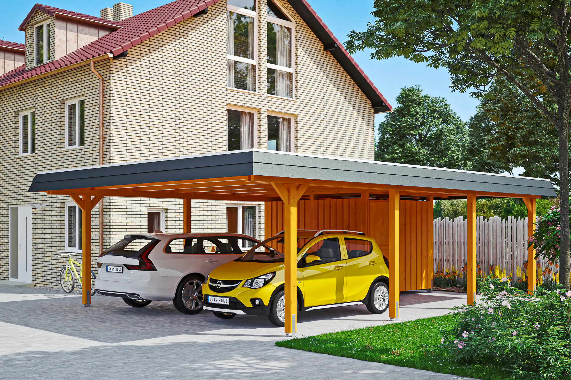 SKAN HOLZ Carport Wendland mit Abstellraum 630 x 879 cm mit Aluminiumdach