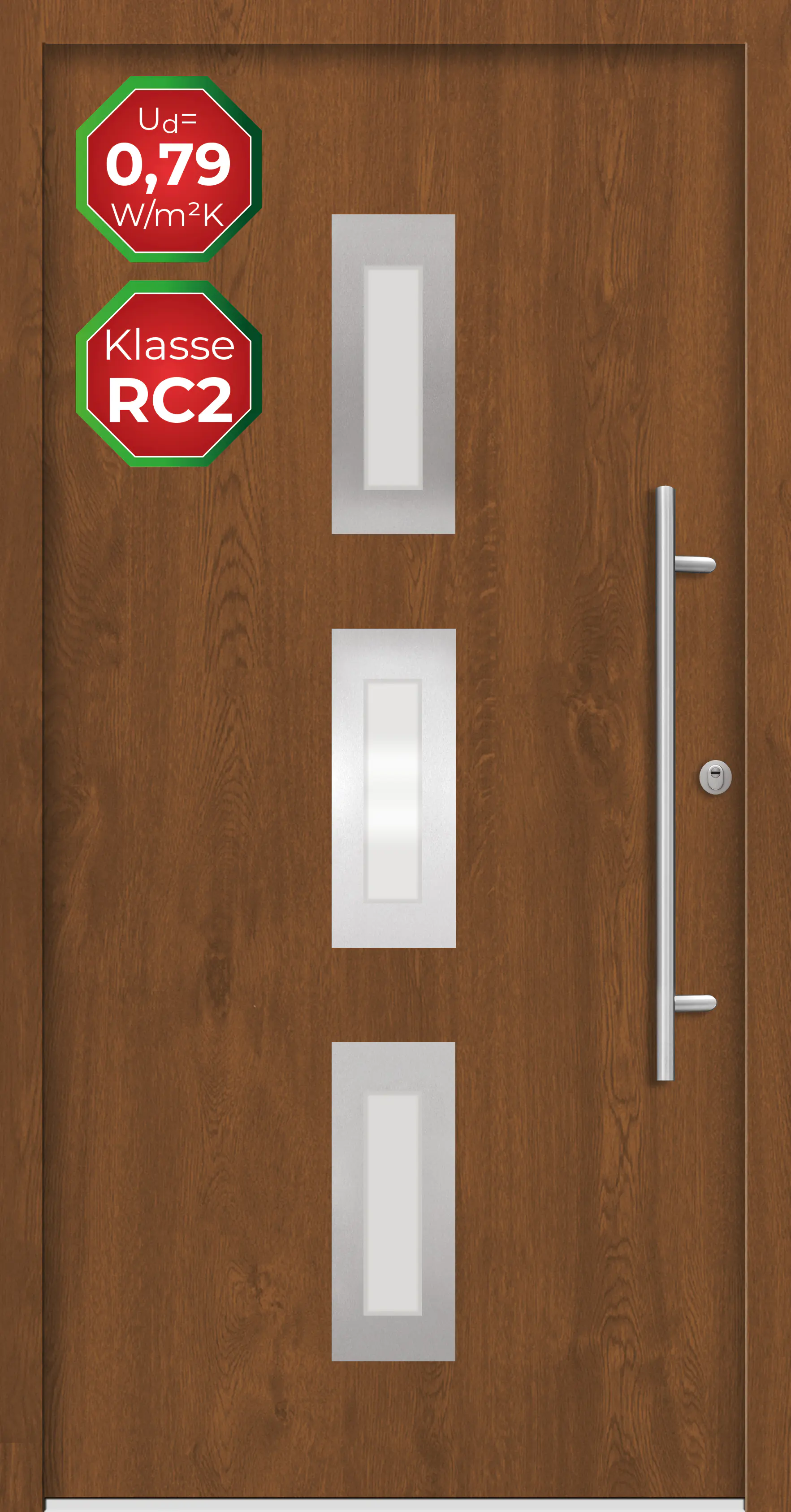Splendoor Haustür Passivedoor Premium B02 RC2 Oak DIN Rechts 110 x 210 cm