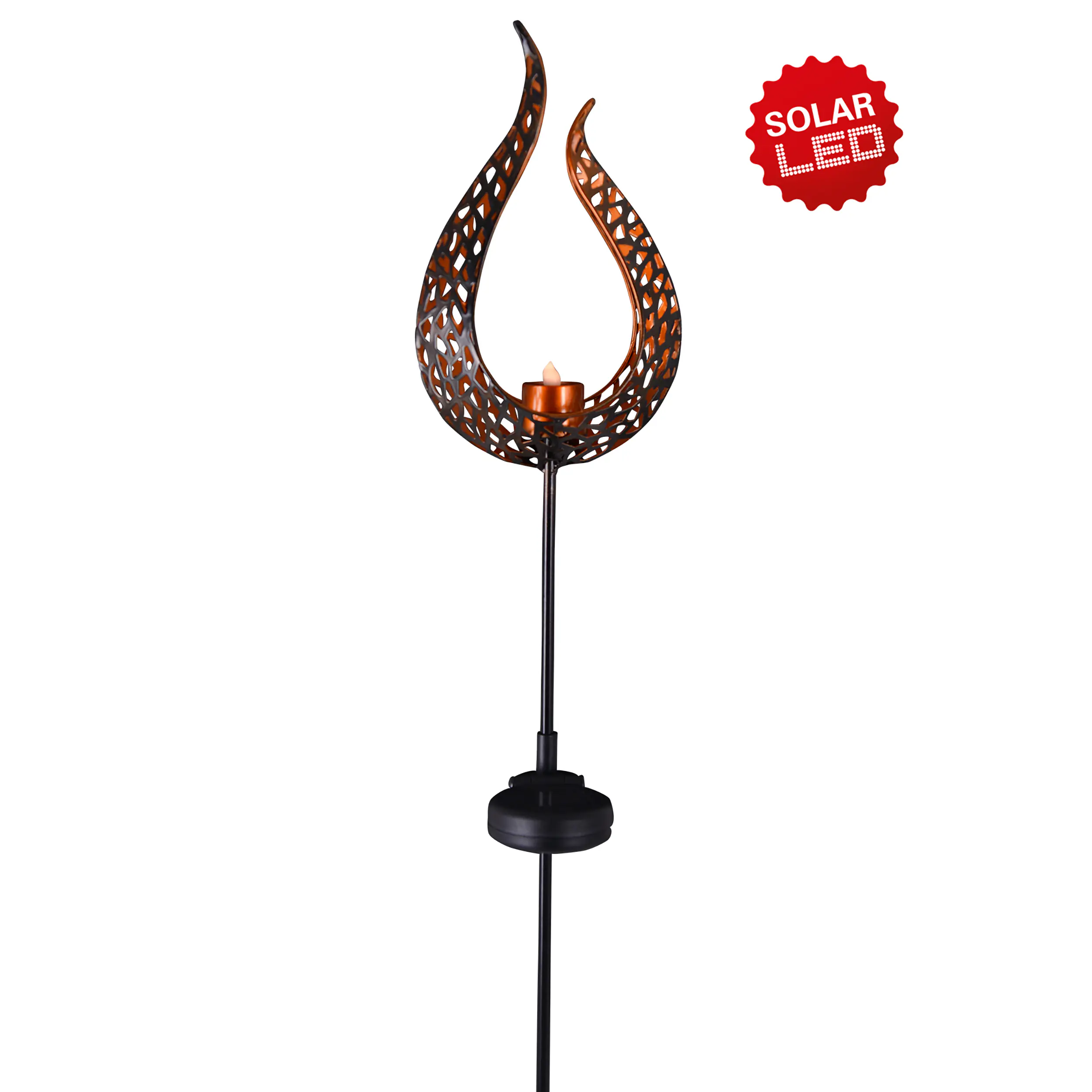 Näve Solar-Gartenleuchte LED mit Dämmerungssensor Flamme 90 cm bronze