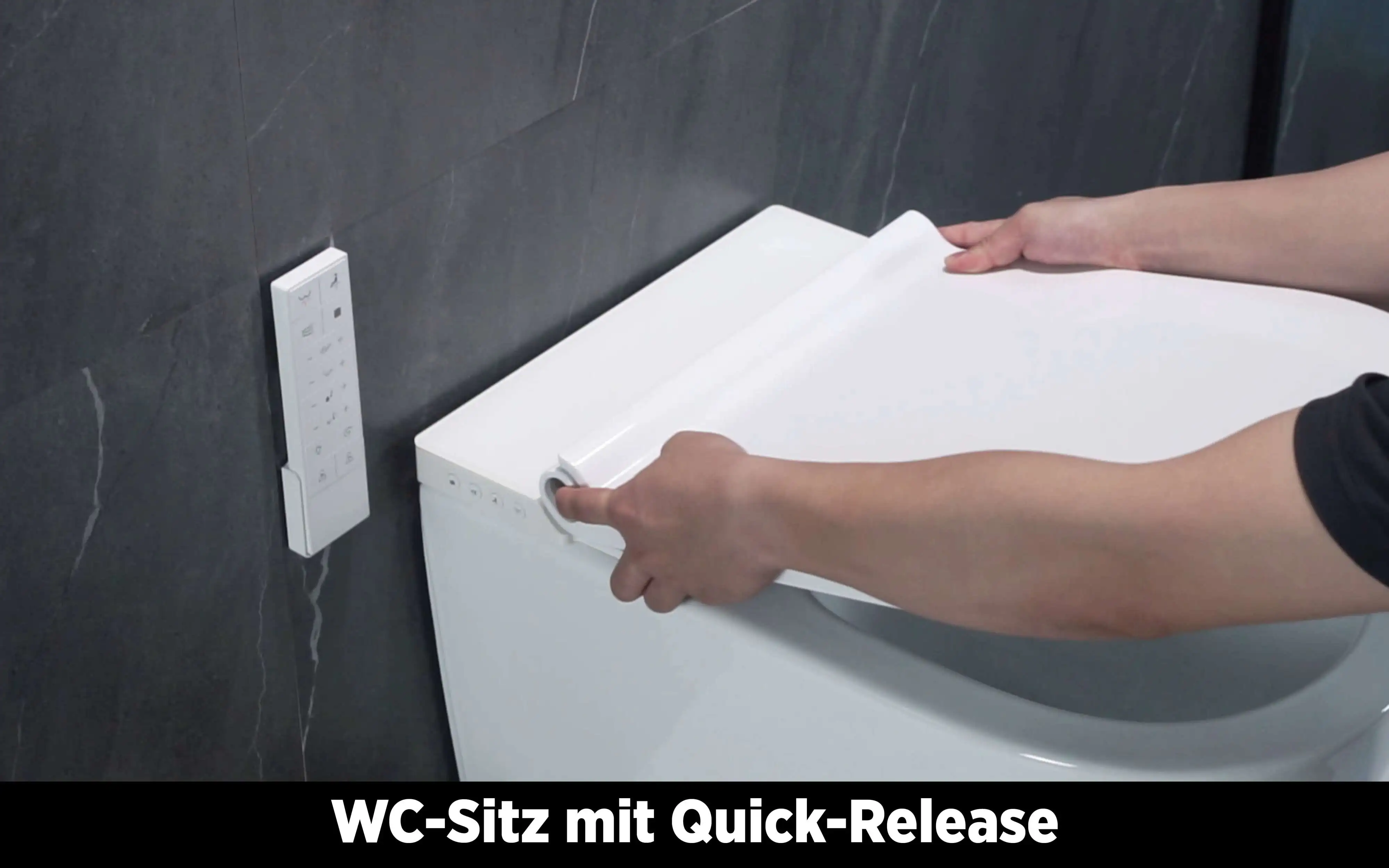 Adoomo Wand Dusch-WC spülrandlos Tiefspüler weiß inkl. WC Sitz