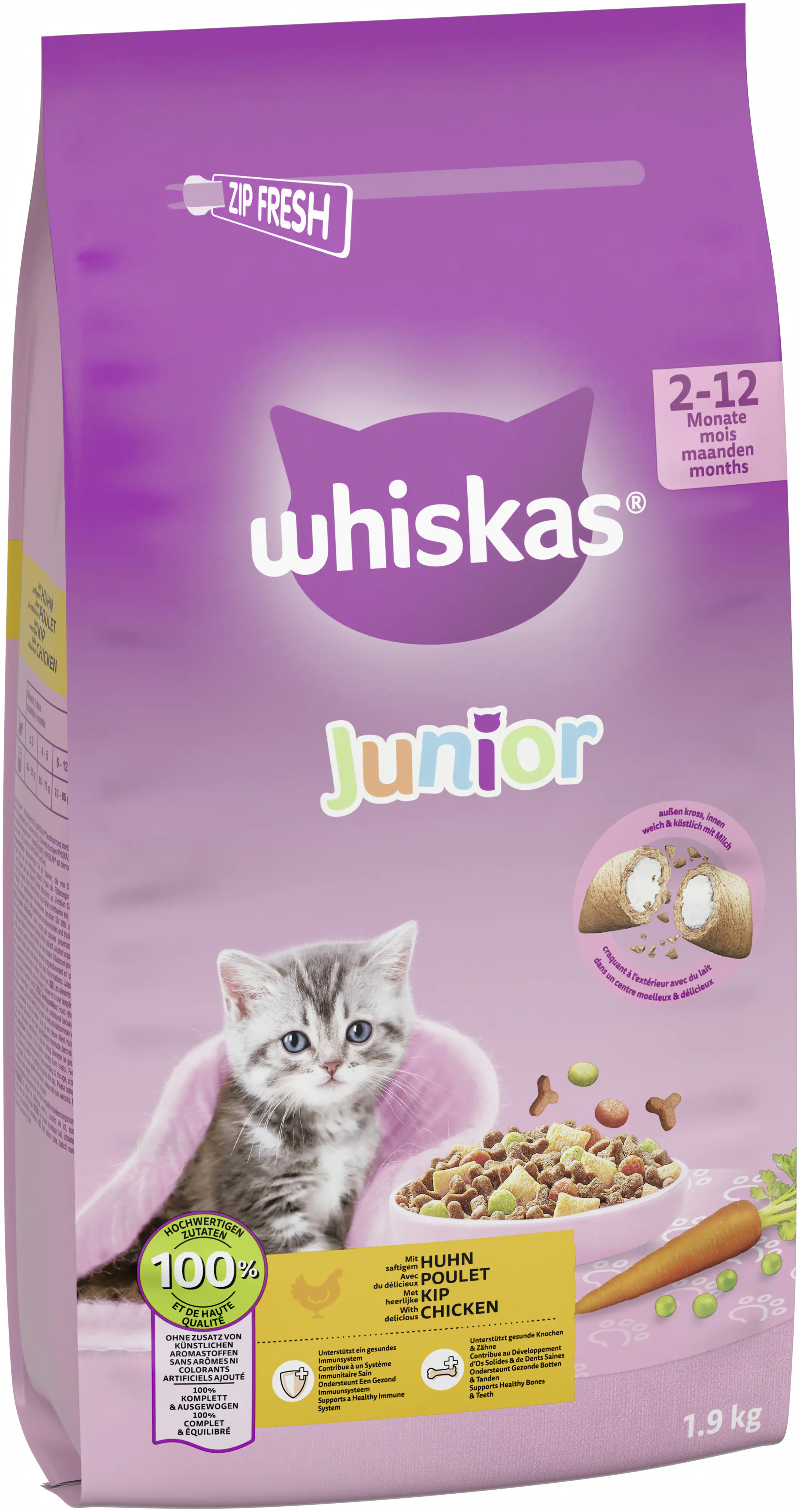 WHISKAS® Beutel Trocken Junior mit Huhn 1,9 kg 1,9 kg