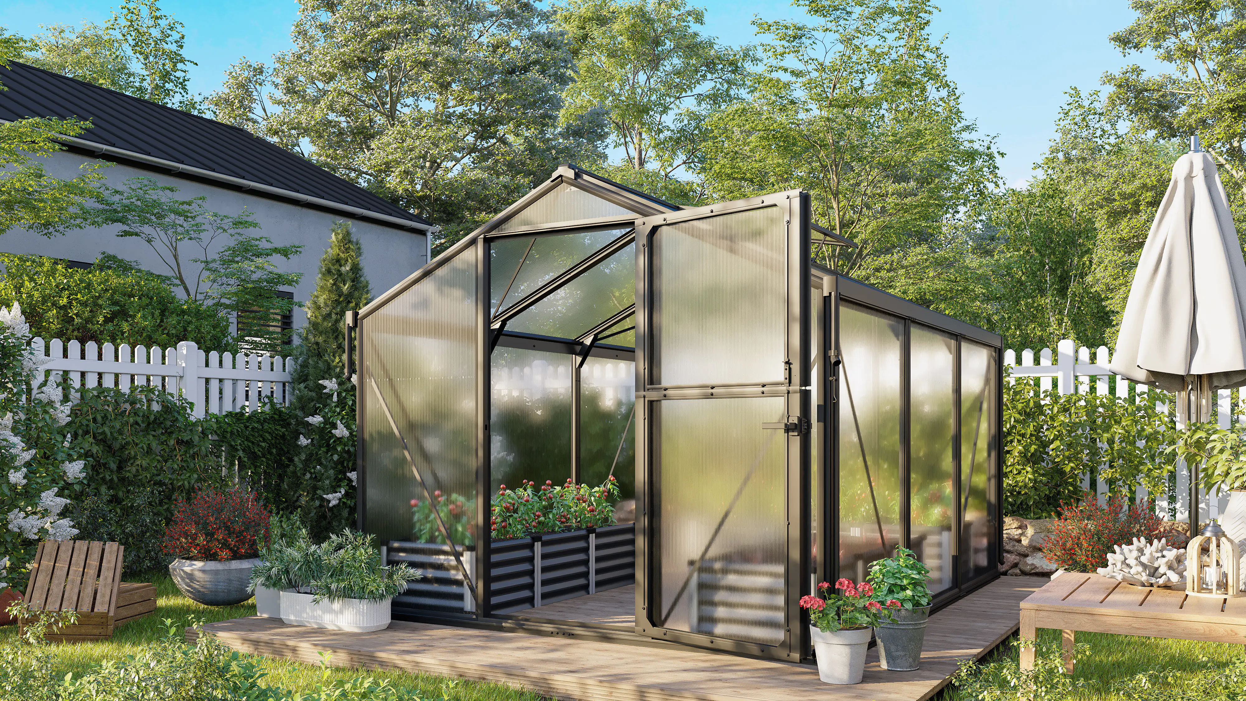 Vitavia Gewächshaus Deimos 8500 260 x 327 cm schwarz Vitavia Gewächshaus Deimos 8500 260 x 327 cm schwarz