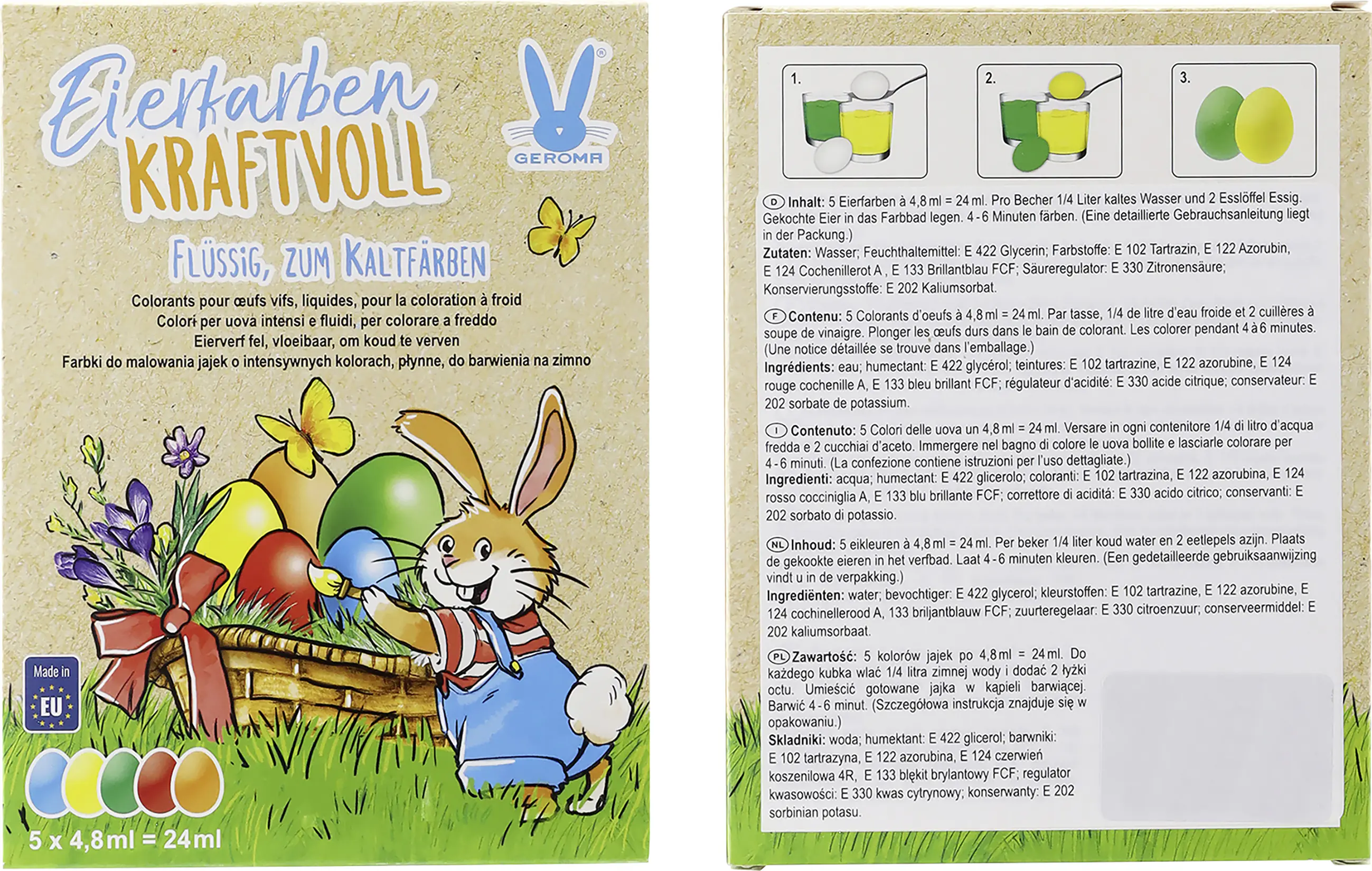 Eierfarben Flüssigkapseln zum Kaltfärben 5 Farben