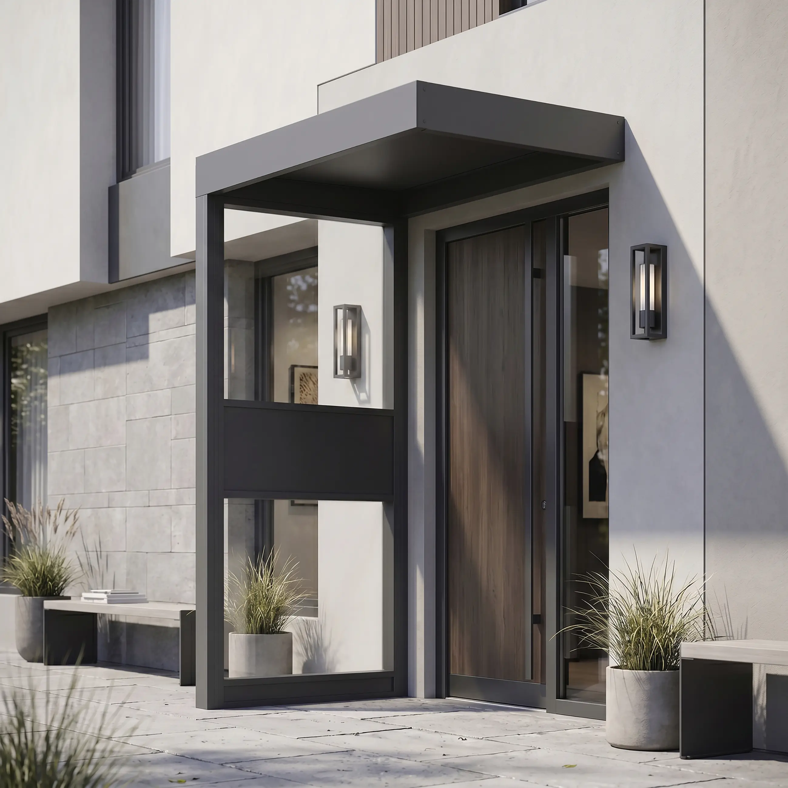 Canopia Vordach Sophia 1600 Side Wall Aluminium grau 160 x 96 cm