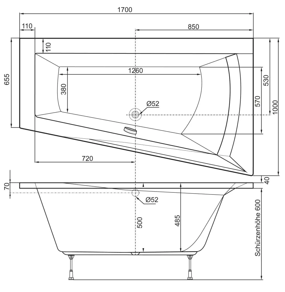 Ottofond Whirlpool-Komplettset Galia I 170 cm, weiß
