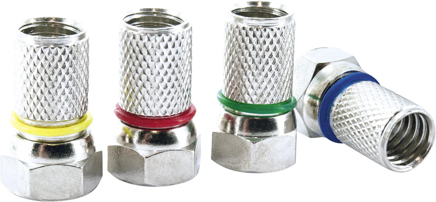 Schwaiger F Stecker FSTFR7004 531 4x F Aufdrehstecker mit Farbringen für Kabel mit 7mm Durchmesser