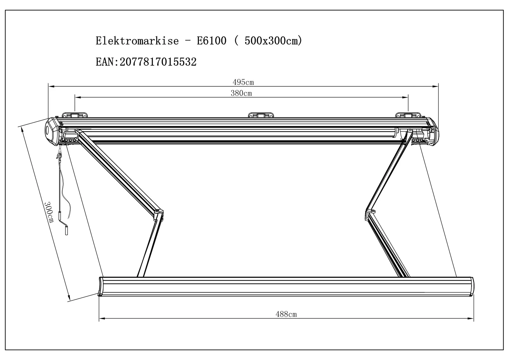 Primaster Kassetten-Markise elektr. Farbe grau Breite 500 cm Ausfall 300 cm Primaster Kassetten-Markise elektr. Farbe grau Breite 500 cm Ausfall 300 cm