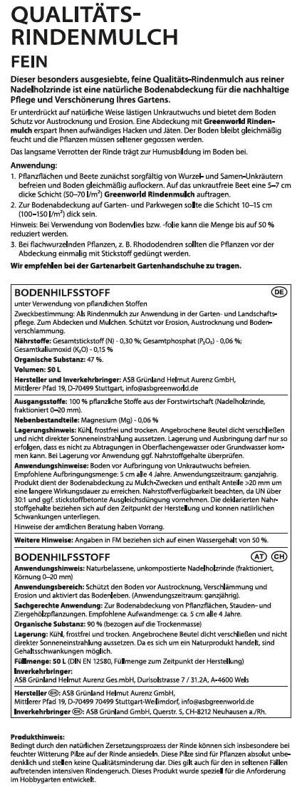 ASB Greenworld Qualitätsrindenmulch 50L fein 0-20 mm