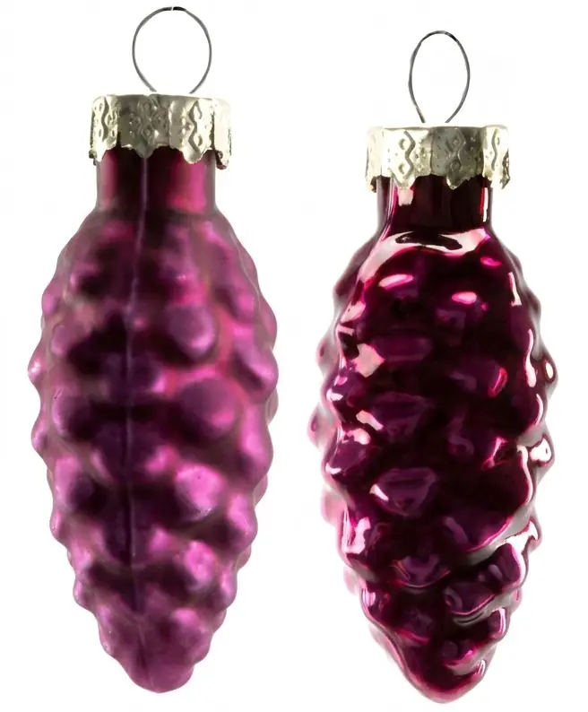 TrendLine Weihnachtskugeln Glas-Tannenzapfen 6 cm magnolienrosa 12 Stück