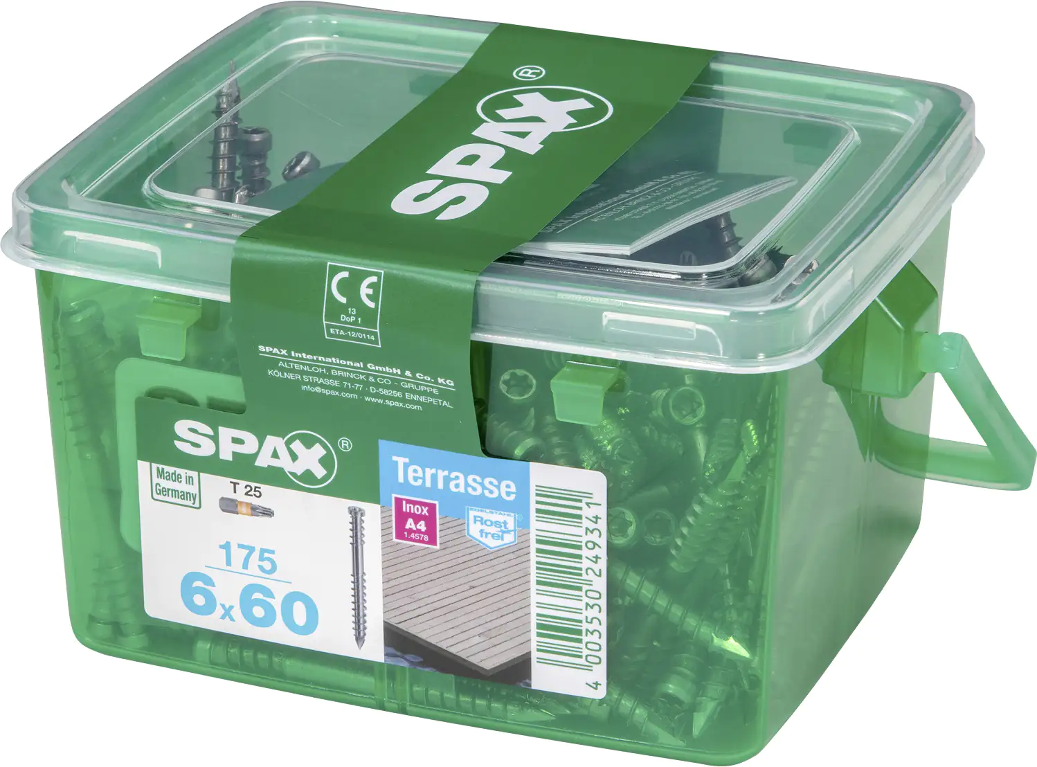 Spax Terrassenschrauben 6.0 x 60 mm TX 25 - 175 Stk. Spax Terrassenschrauben 6.0 x 60 mm TX 25 - 175 Stk.