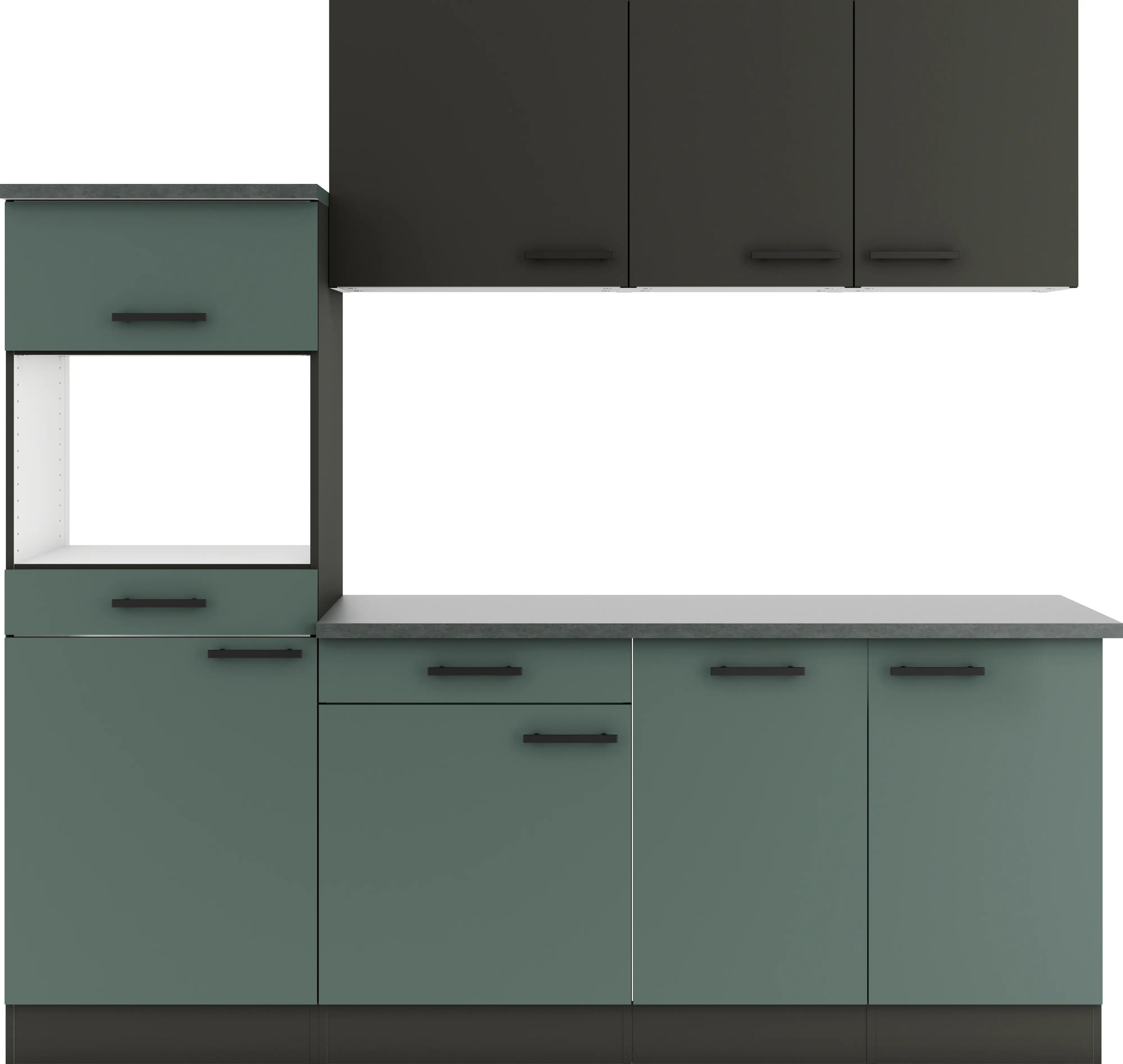 Optifit Küchenzeile Madrid 420/Verona 405 ohne Geräte anthrazit/steingrün 210 cm 