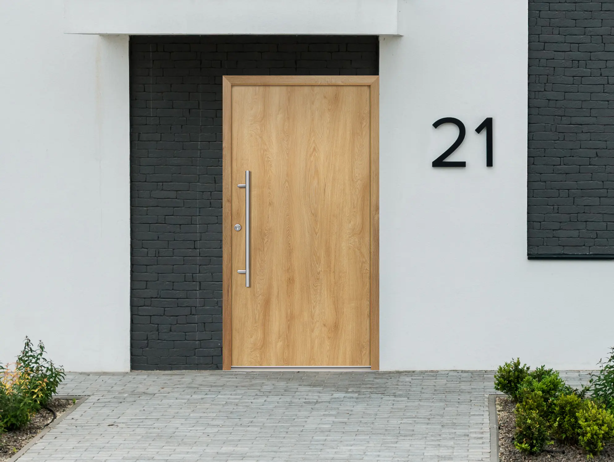 Splendoor Haustür Passivedoor Premium B05 Eiche Natur DIN Links 110 x 210 cm