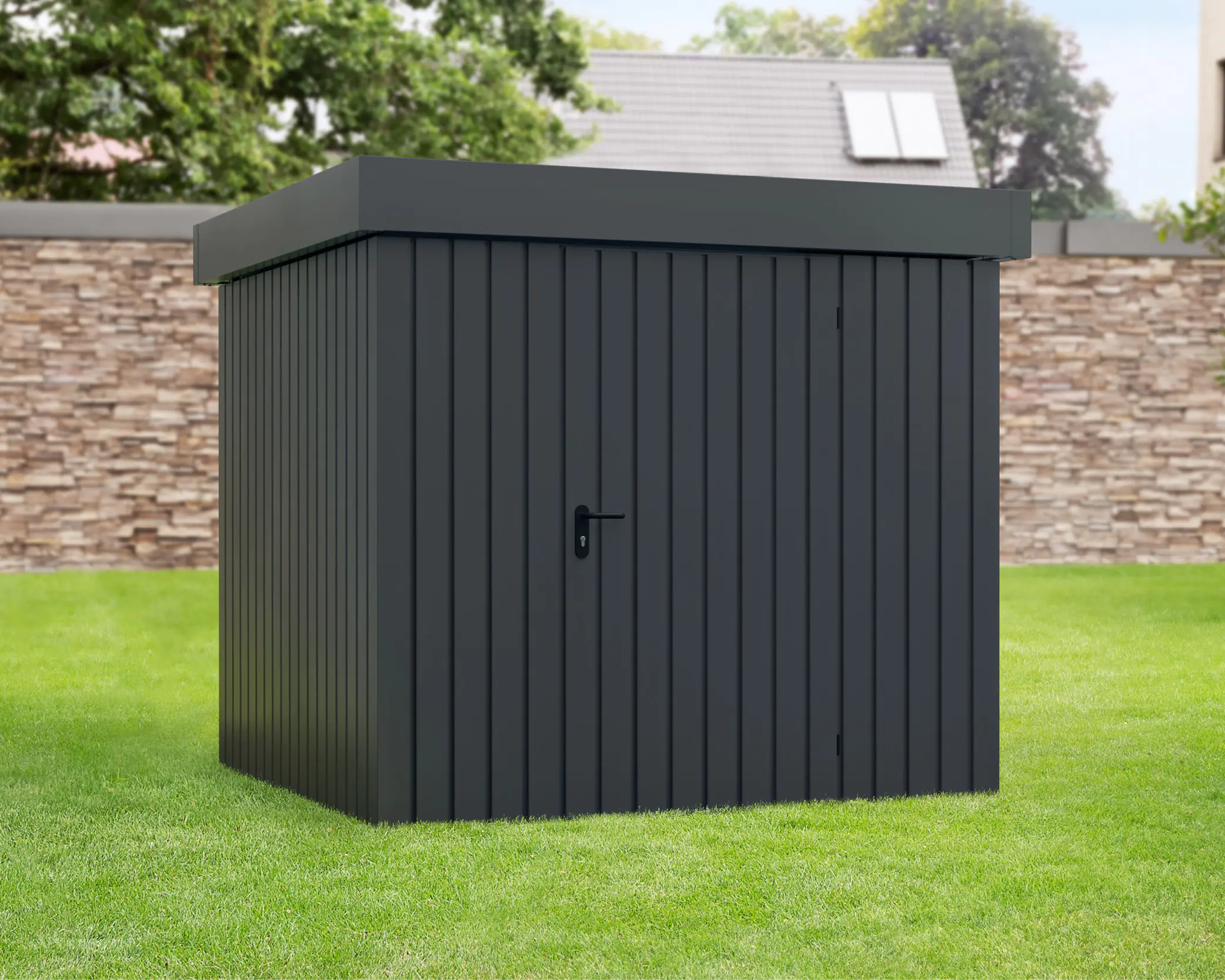 EcoStar Metallgerätehaus Euroline EFD5 anthrazit 214 x 214 cm 1-flg. EcoStar Metallgerätehaus Euroline EFD5 anthrazit 214 x 214 cm 1-flg.