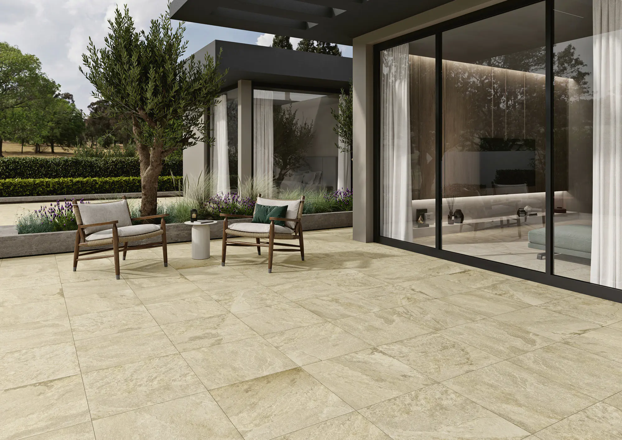 Bodenfliese Feinsteinzeug Bedrock 60 x 60 cm sand-beige