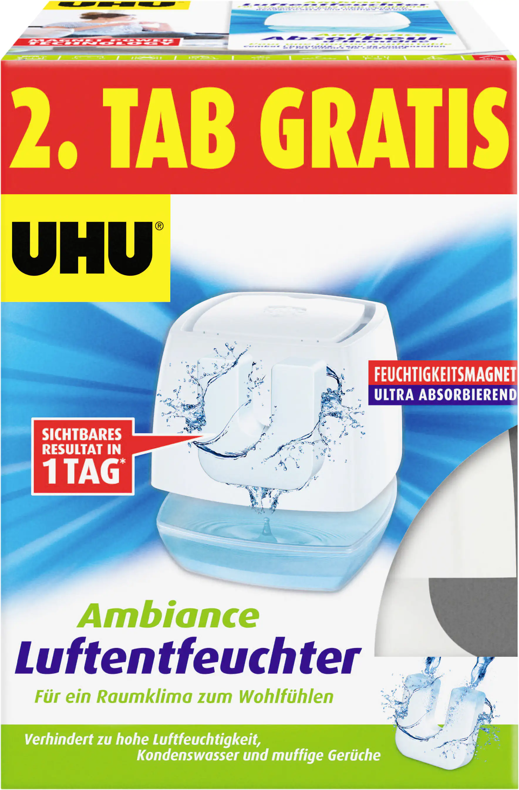 UHU Luftentfeuchter Ambiance weiß, 2. Magnet-Tab Gratis UHU Luftentfeuchter Ambiance weiß, 2. Magnet-Tab Gratis