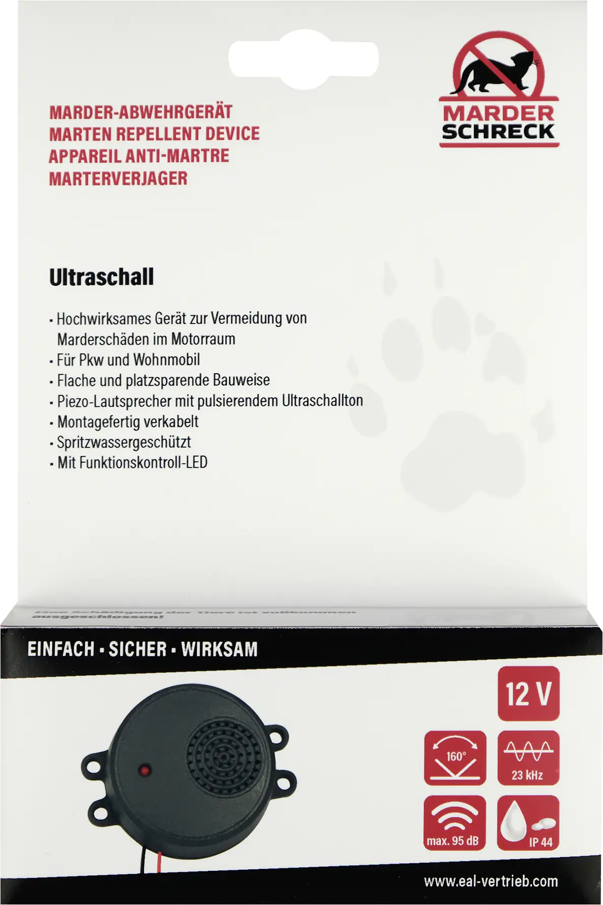 Marderschreck Marderabwehrgerät Ultraschall 12V Marderschreck Marderabwehrgerät Ultraschall 12V