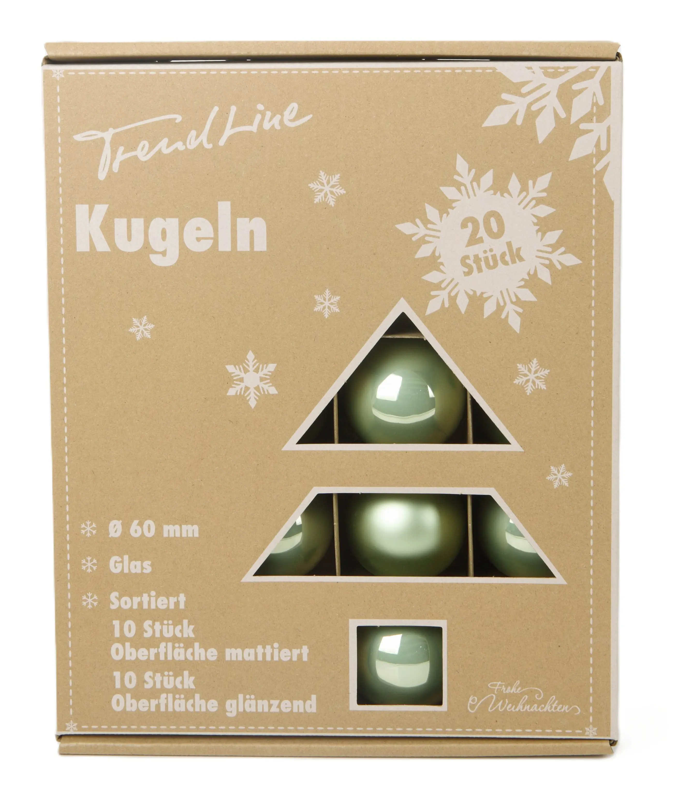TrendLine Weihnachtskugeln aus Glas Ø 6 cm light green 20 Stück