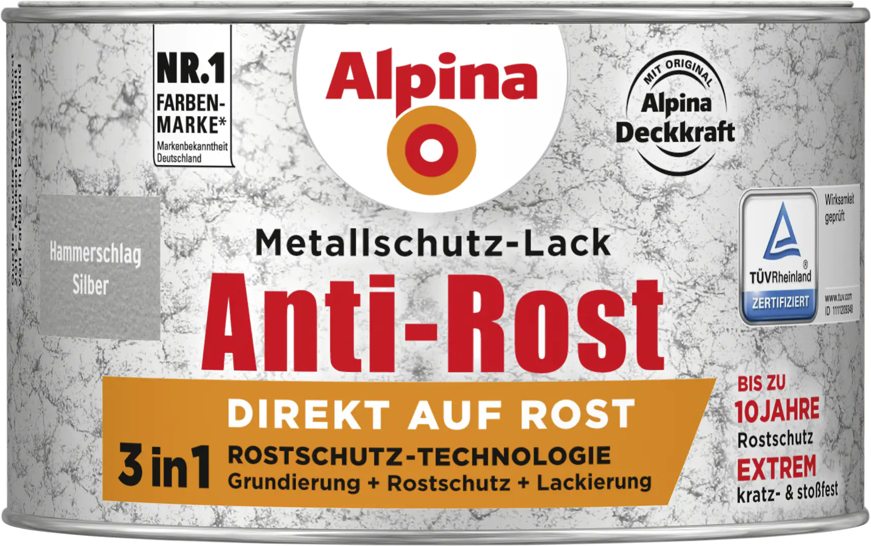Alpina Metallschutz-Lack Hammerschlag 300 ml silber