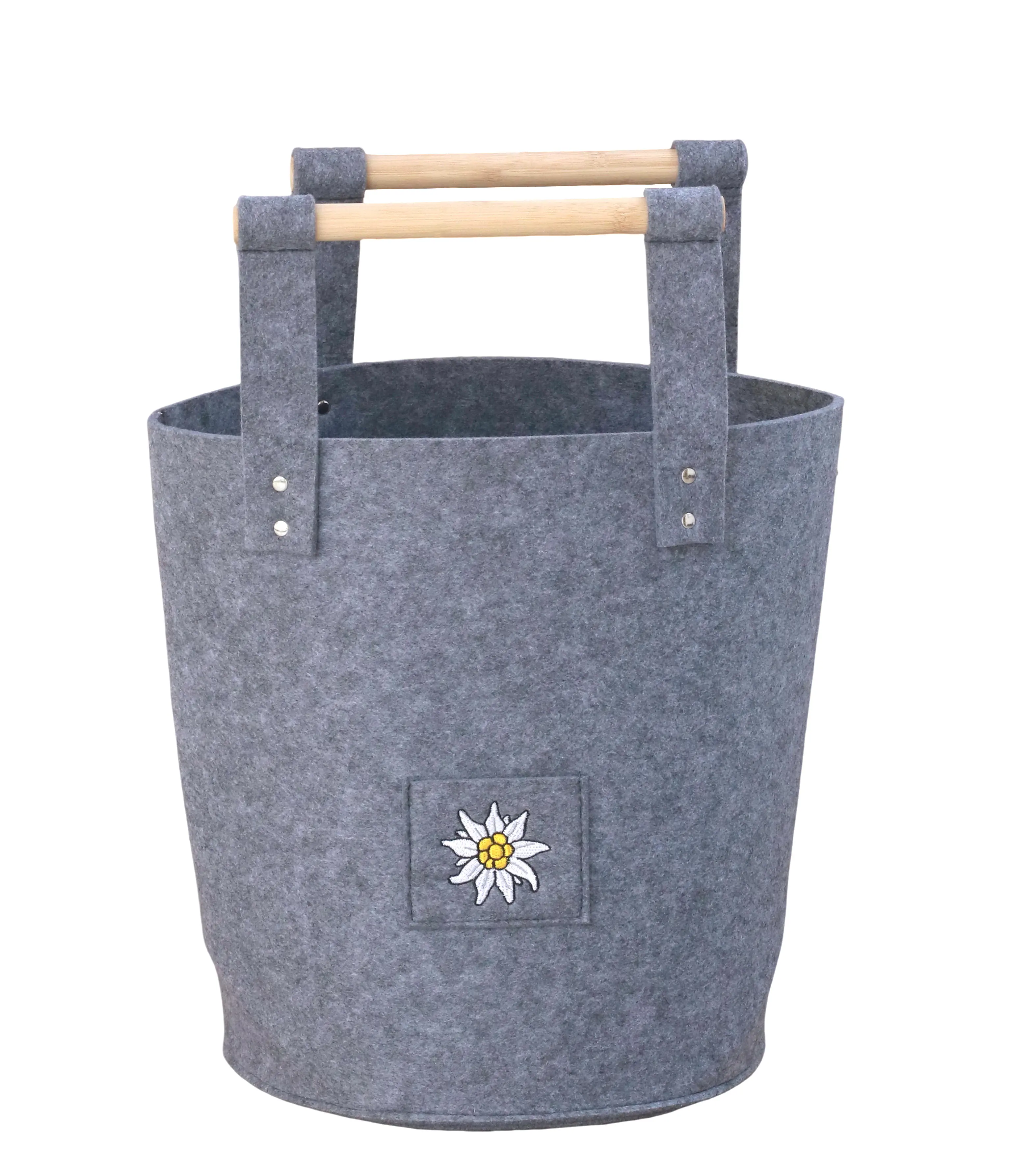TrendLine Holzkorb Filz Ø 31 x 37 cm dunkelgrau TrendLine Holzkorb Filz Ø 31 x 37 cm dunkelgrau
