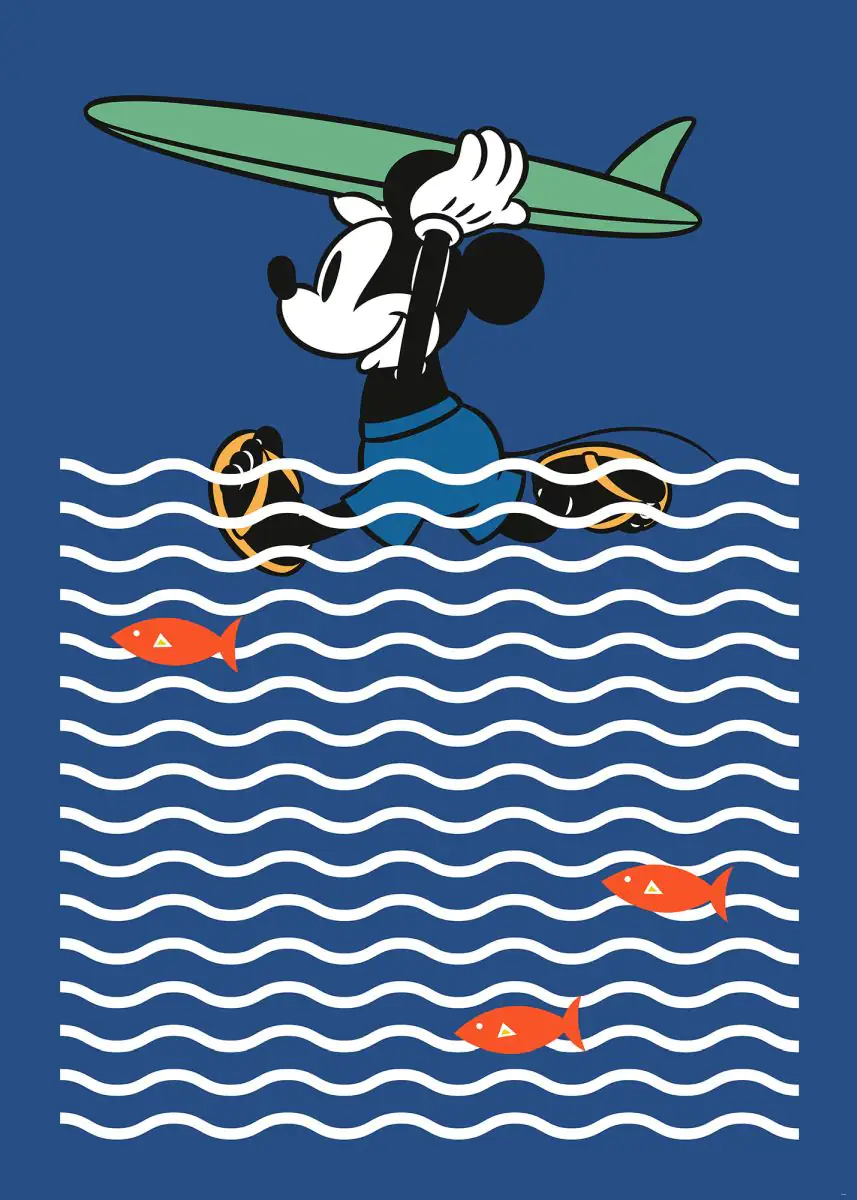 4055065510915 Komar Vlies Fototapete Mickey gone Surfin' 200 x 280 cm
