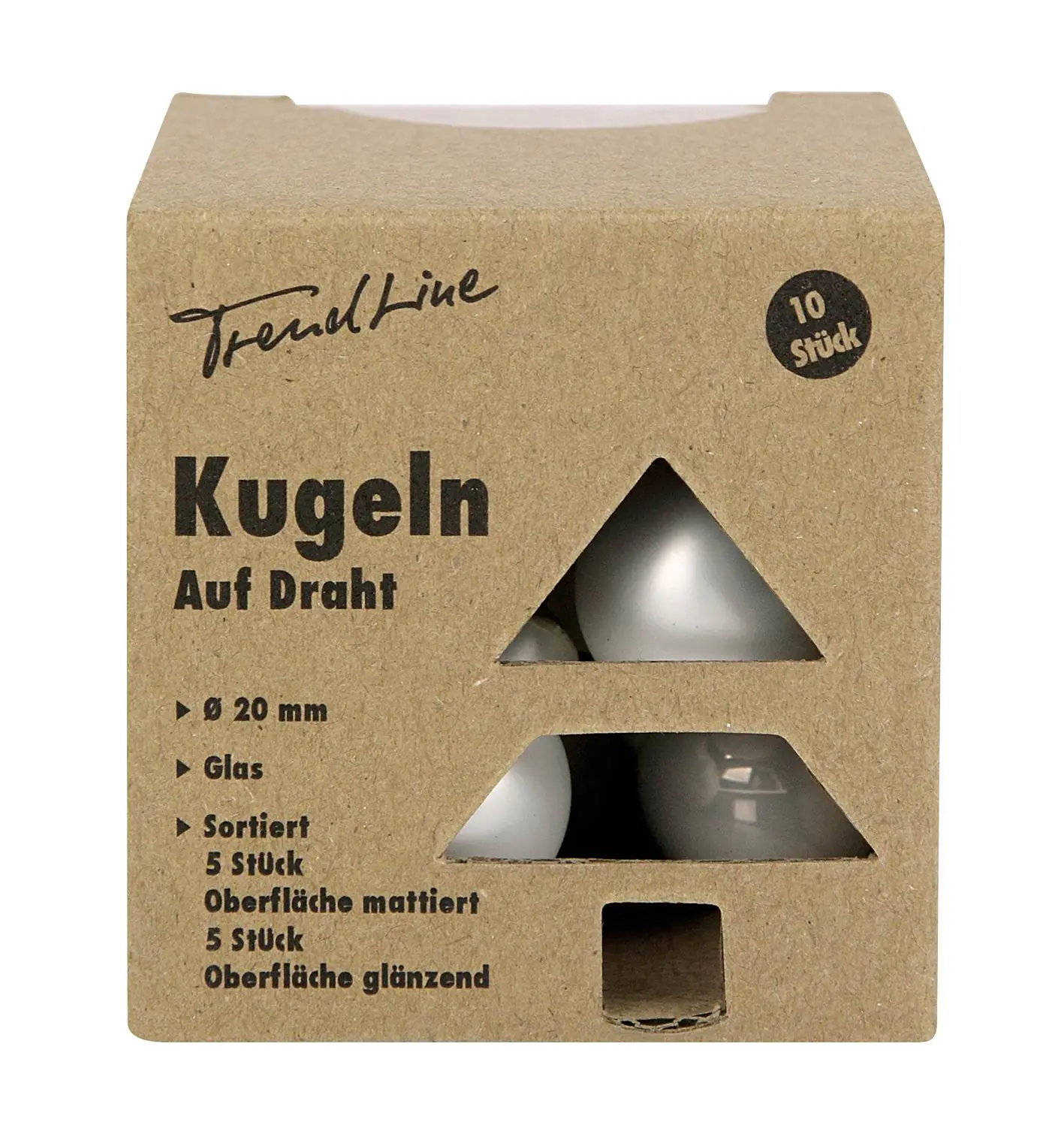 TrendLine Weihnachtskugeln aus Glas auf Draht Ø 2 cm weiß 10 Stück