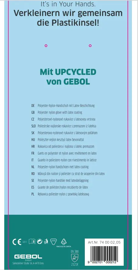 Gebol Handschuh Upcycled Sensitive hellblau  