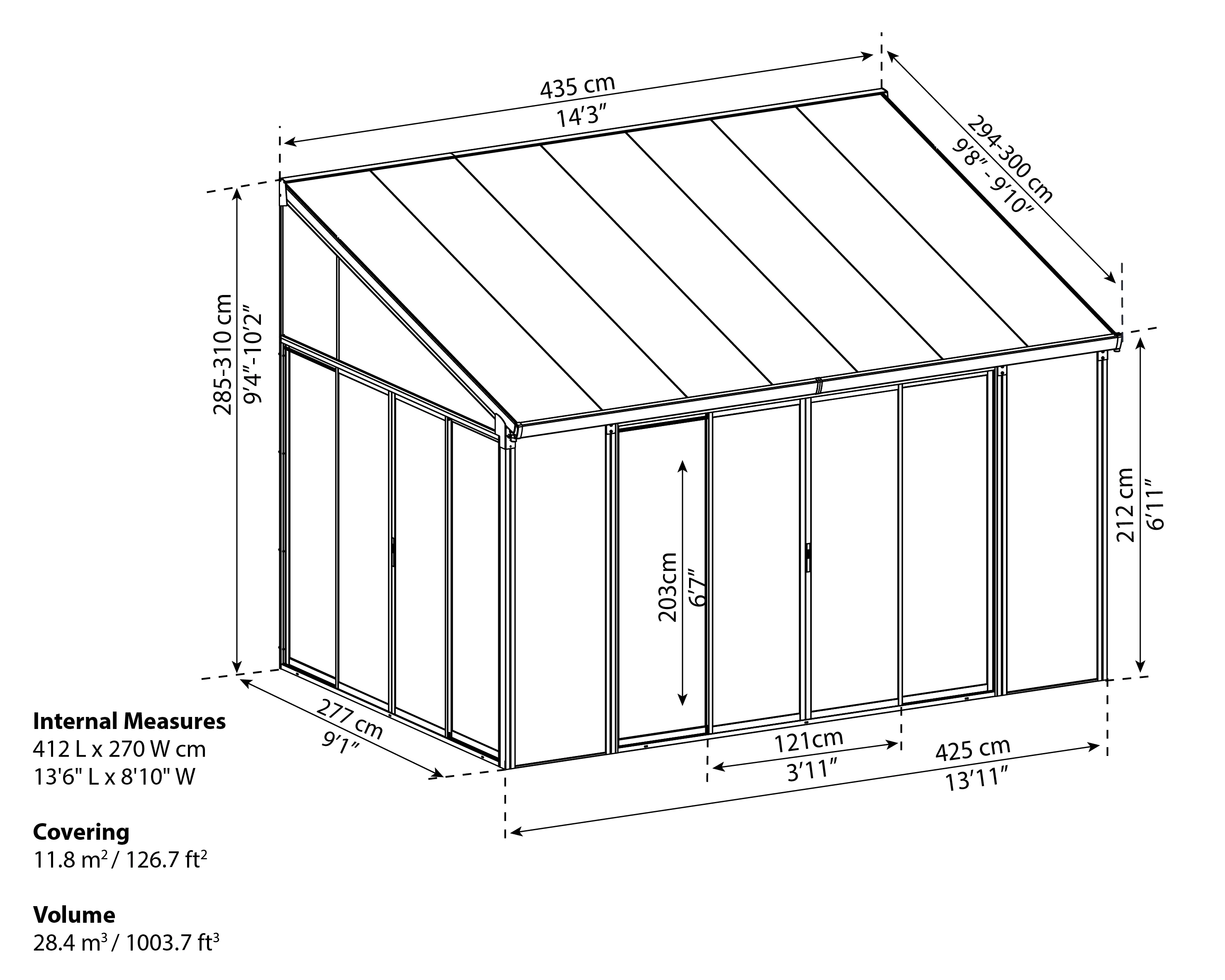 Canopia Wintergarten SanRemo 3x4.35 435 x 294-300 x 285-310 cm (BxTxH)