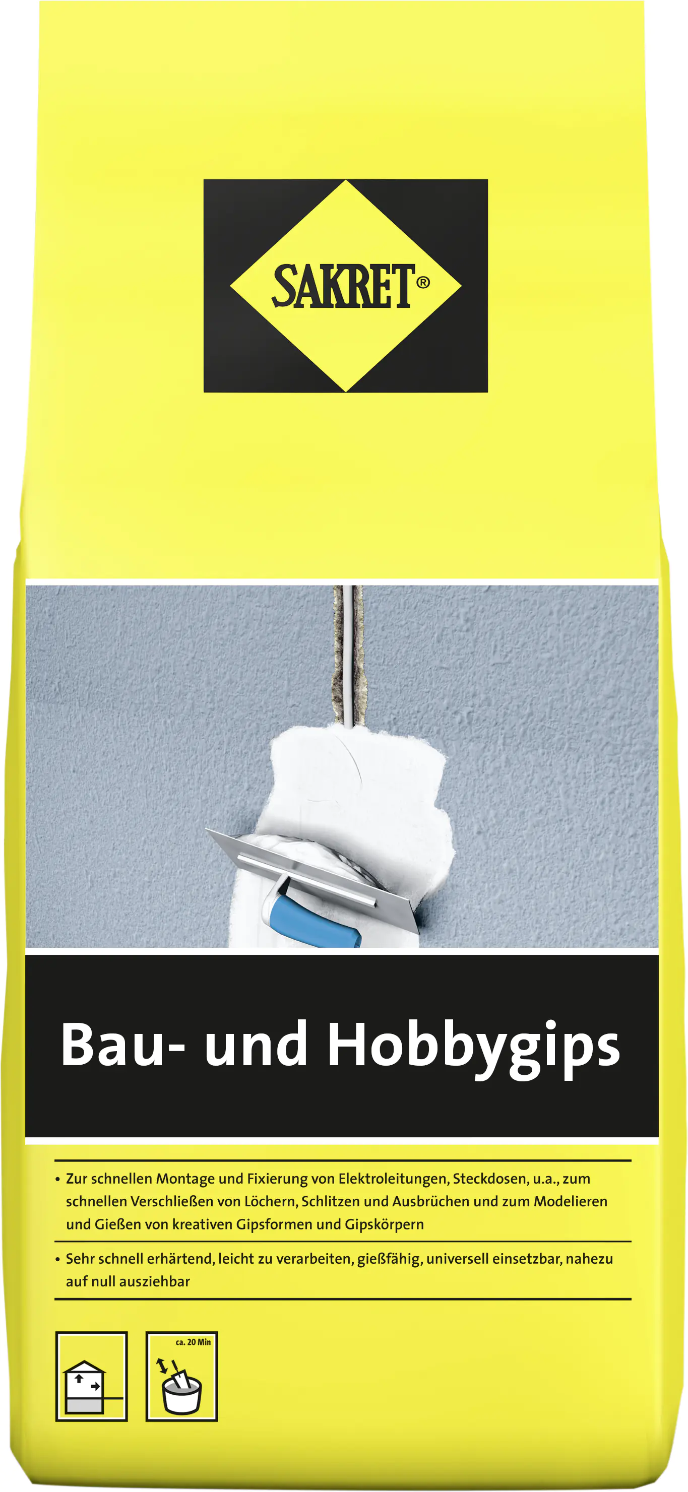 SAKRET Bau- und Hobbygips 1,5 kg Beutel weiß
