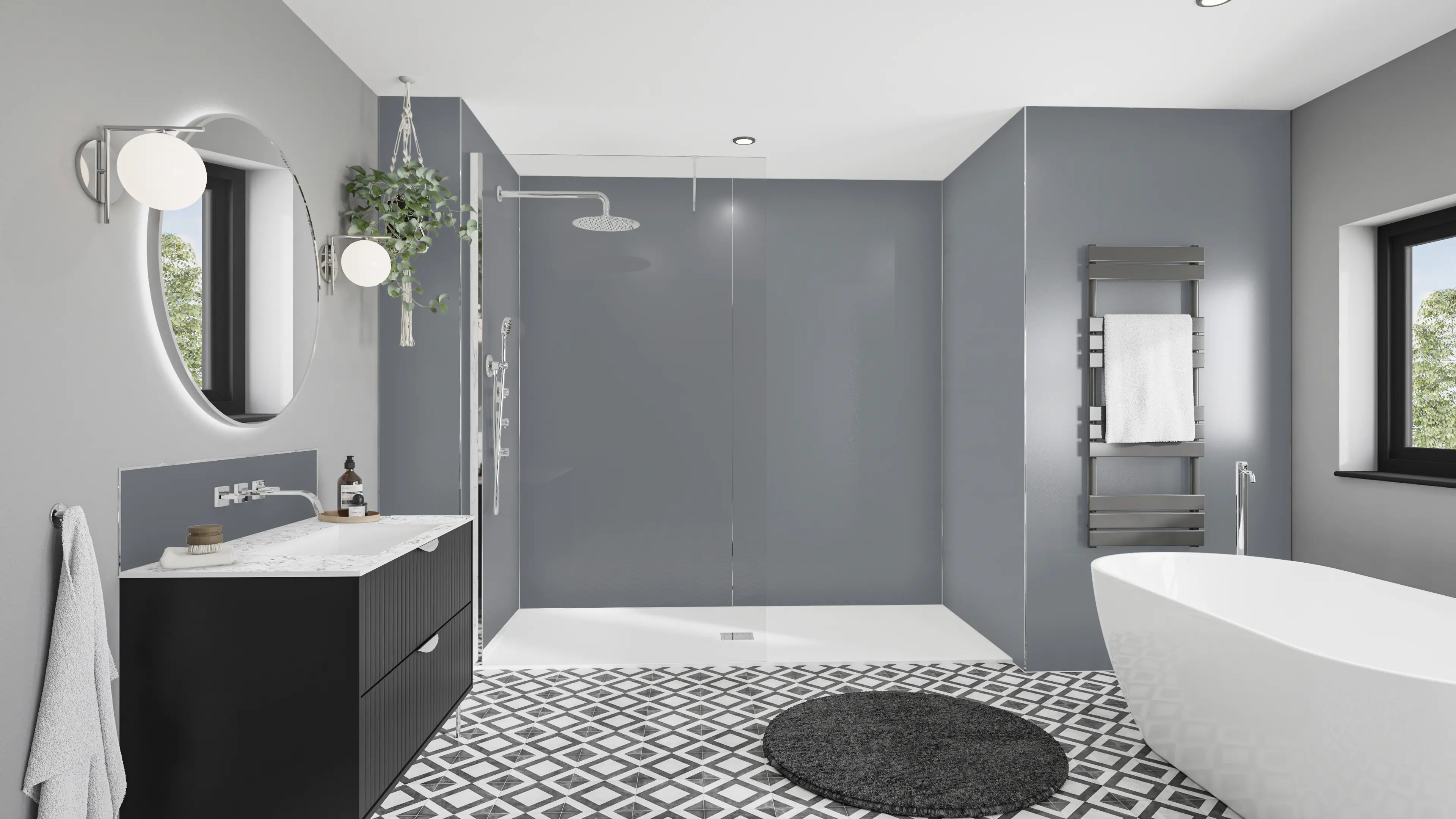 Wetwall Alloy Wandpaneel  Malibu Grey/Storm Blue 120 x 244 cm