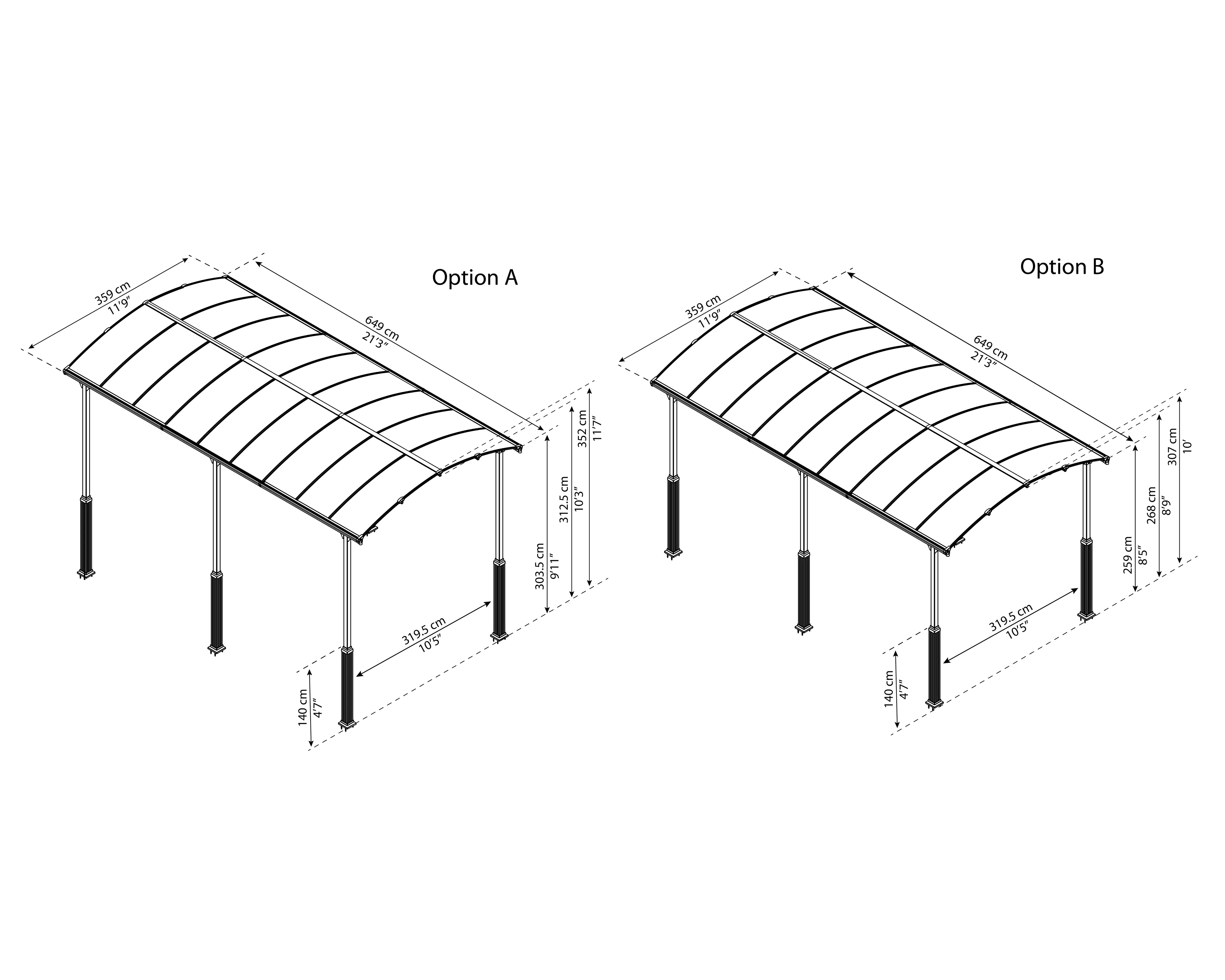 Canopia Carport Arcadia Alpine 6400 649 x 359 x 307 cm Canopia Carport Arcadia Alpine 6400 649 x 359 x 307 cm