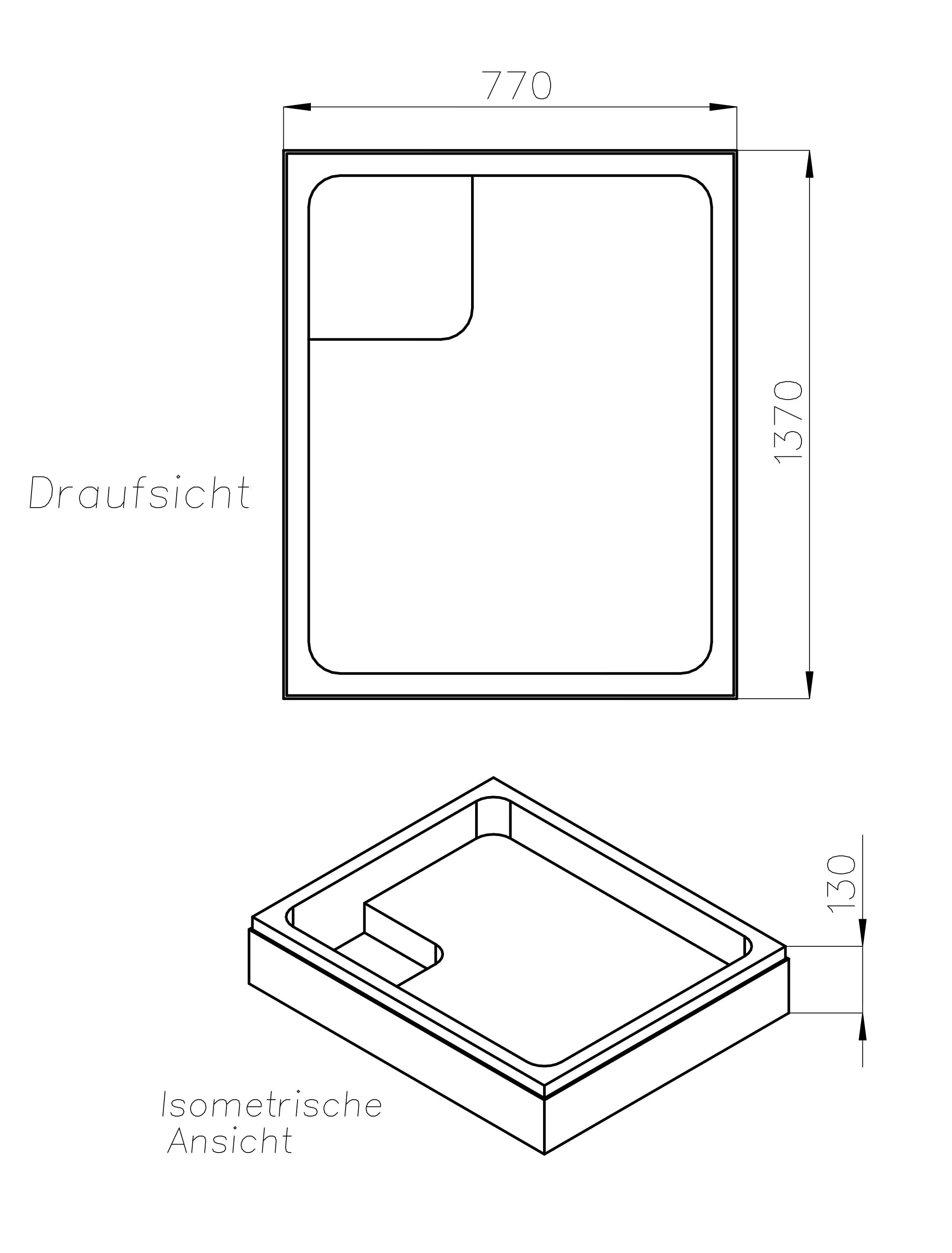 Ottofond Wannenträger Aruba 1370 x 770 mm