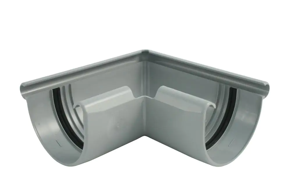 Marley Rinnenwinkel NW 100 mm, Außenecke, 90°, halbrund, grau