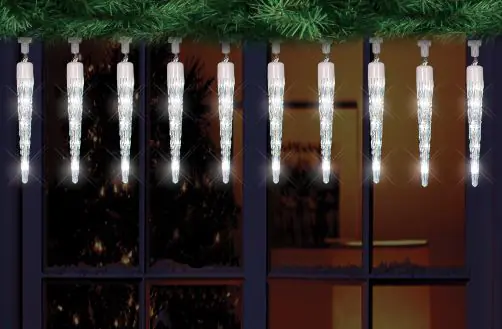 TrendLine LED Eiszapfenlichterkette 50 LED weiß für Innen- und Außenbereich