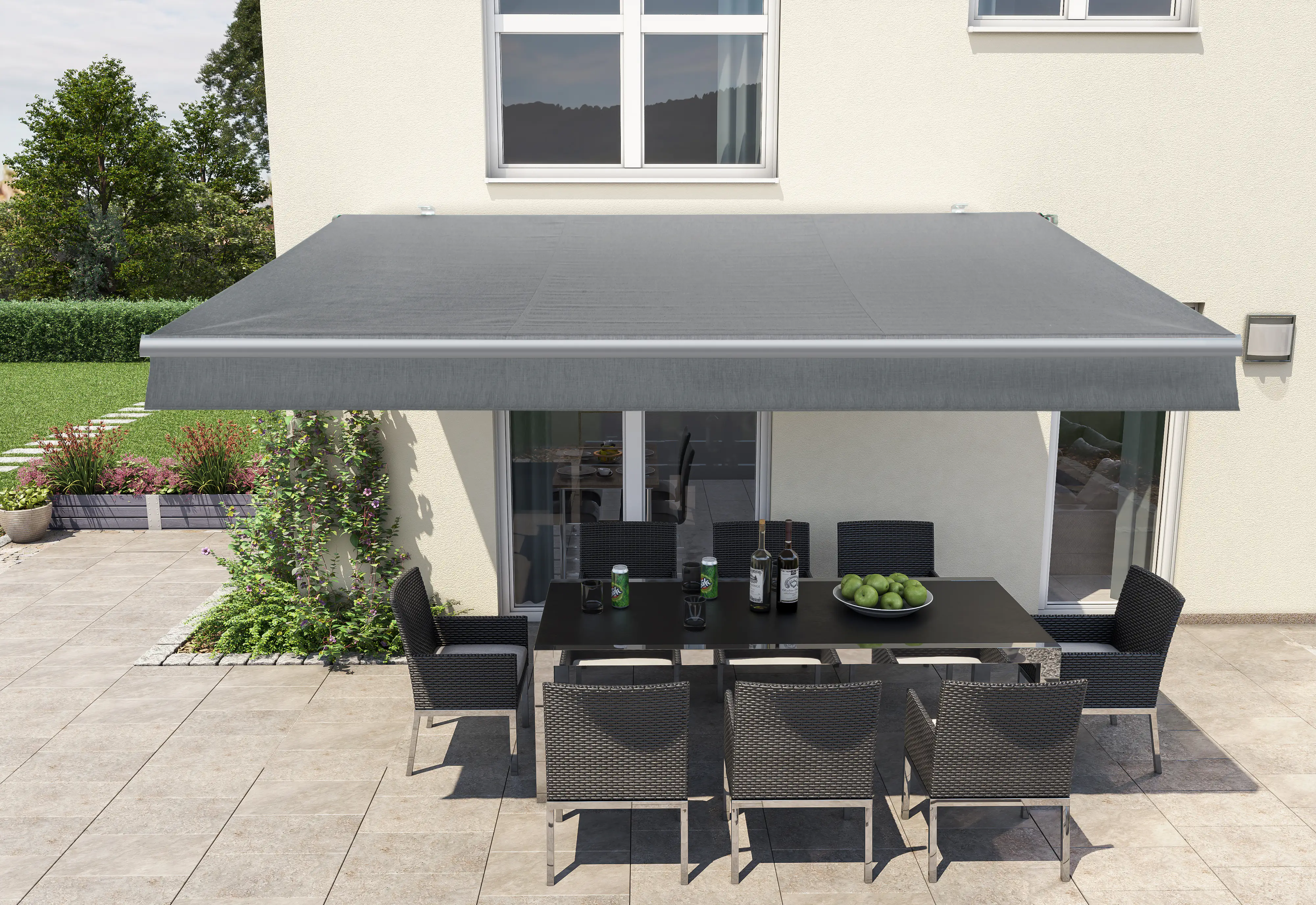 Gelenkarm-Markise Berlin hellgrau Breite 400 cm Ausfall 250 cm