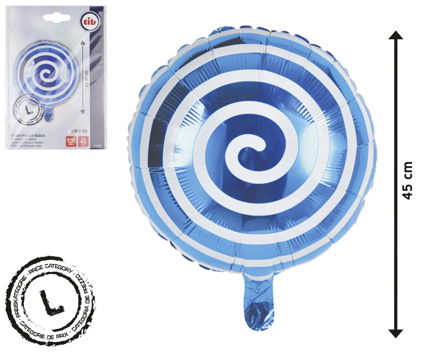 TIB Heyne Folienballon Lollipop blau 1 Stück