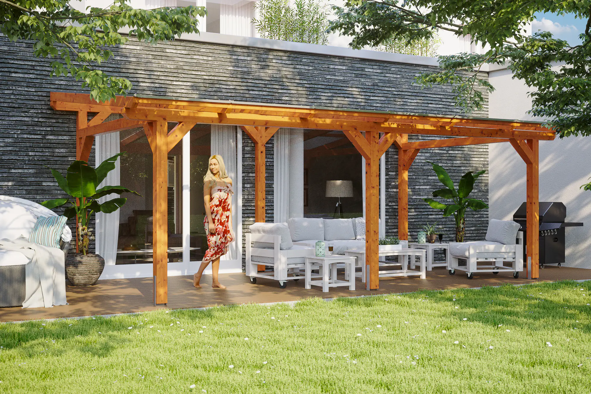 SKAN HOLZ Terrassenüberdachung Siena 648 x 250 cm Leimholz