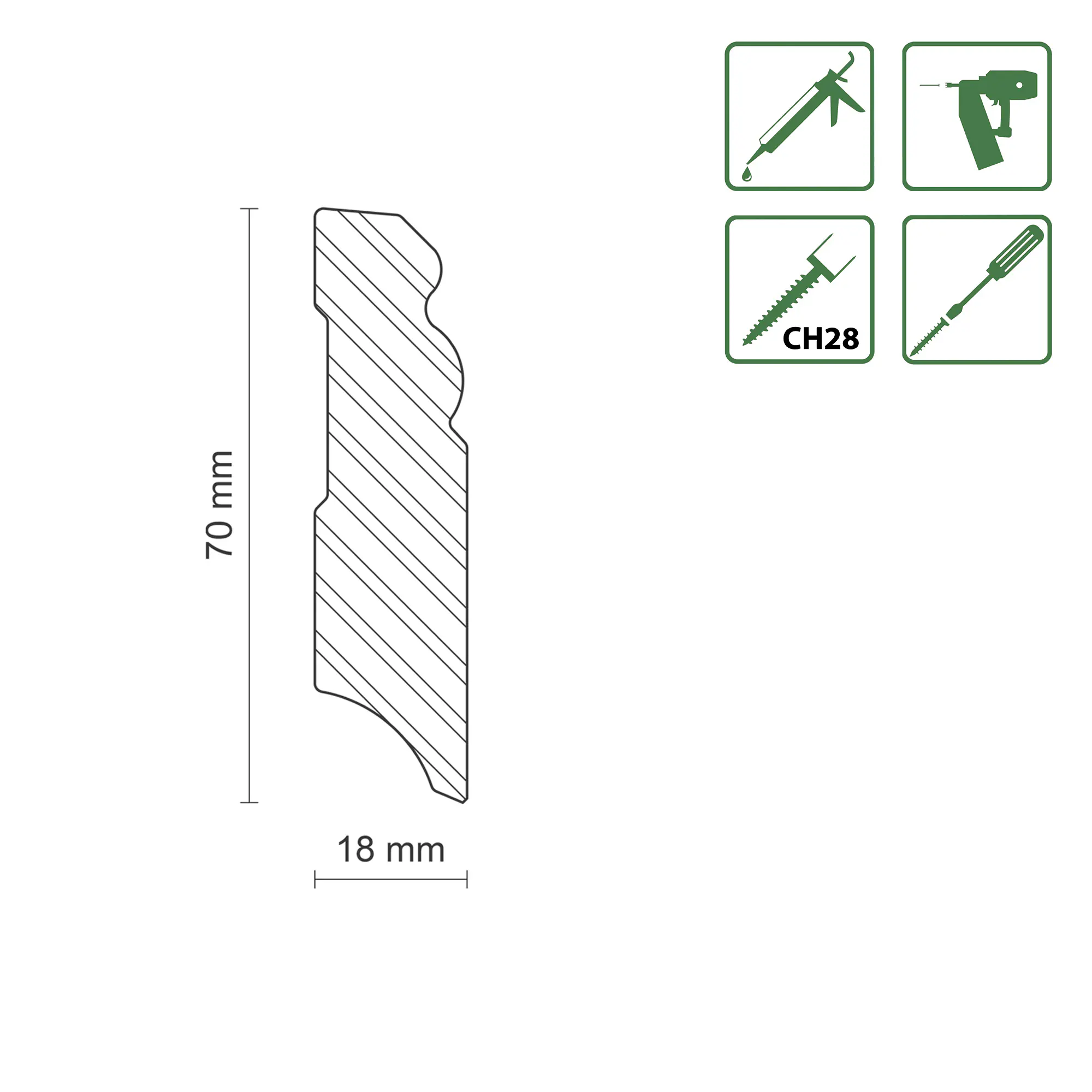 FN Neuhofer Sockelleiste SF270/S0703 240 cm 70 x 18 mm Fichte/Kiefer