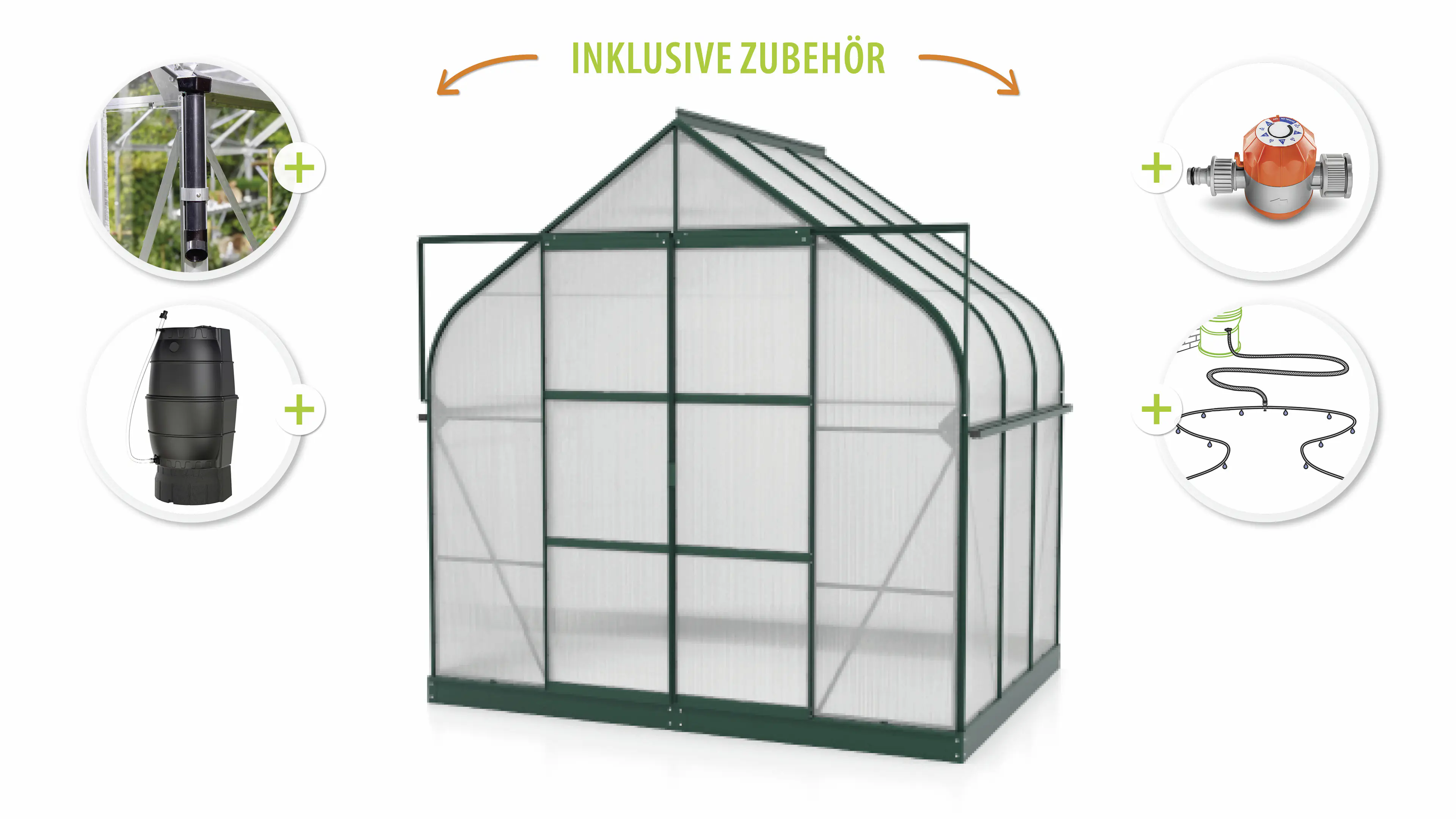 Vitavia Gewächshaus-Set-Set Dione 5000 HKP 4 mm smaragd 254 x 192 cm