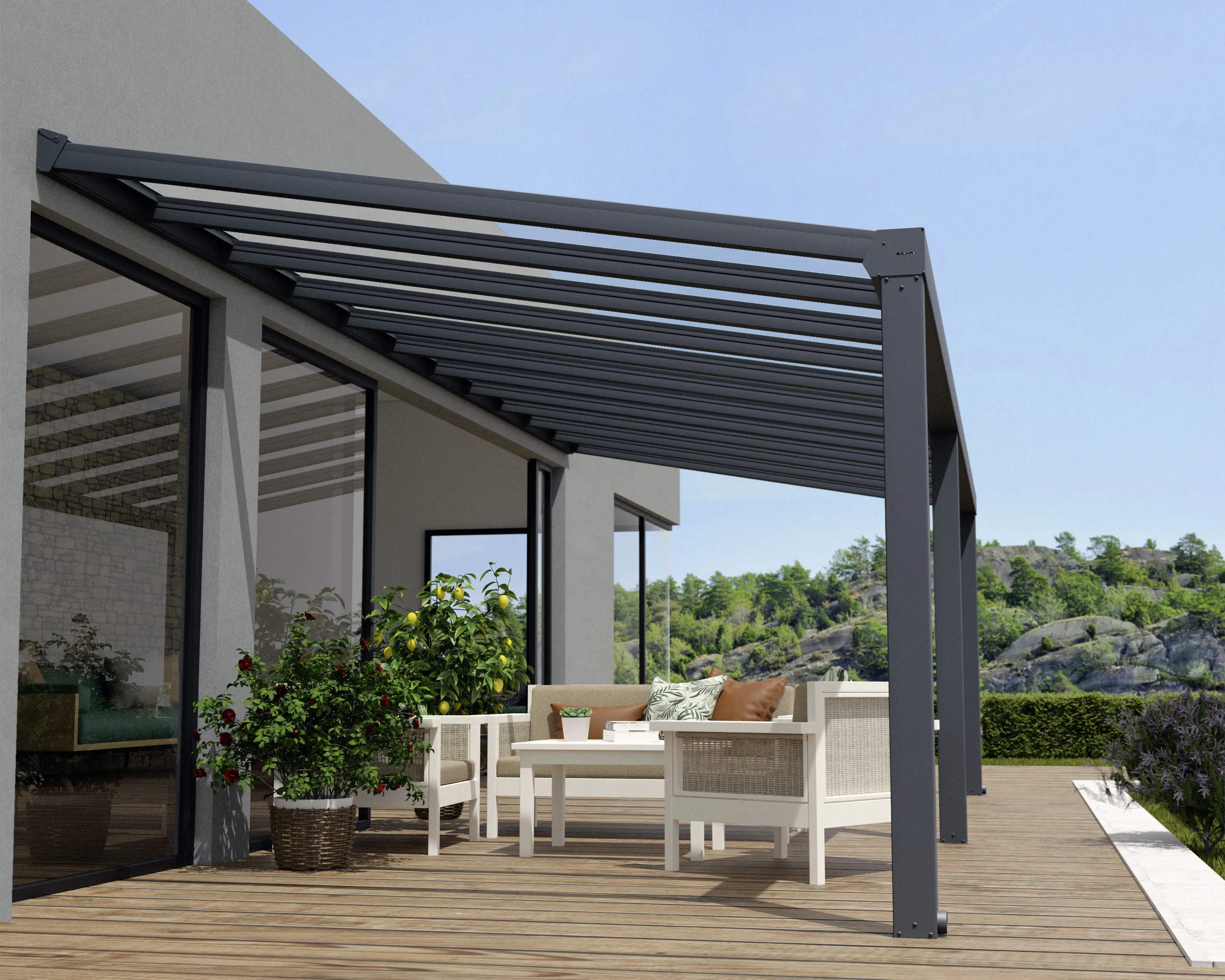 Canopia Terrassenüberdachung Stockholm 805 x 330,5 cm anthrazit Canopia Terrassenüberdachung Stockholm 805 x 330,5 cm anthrazit