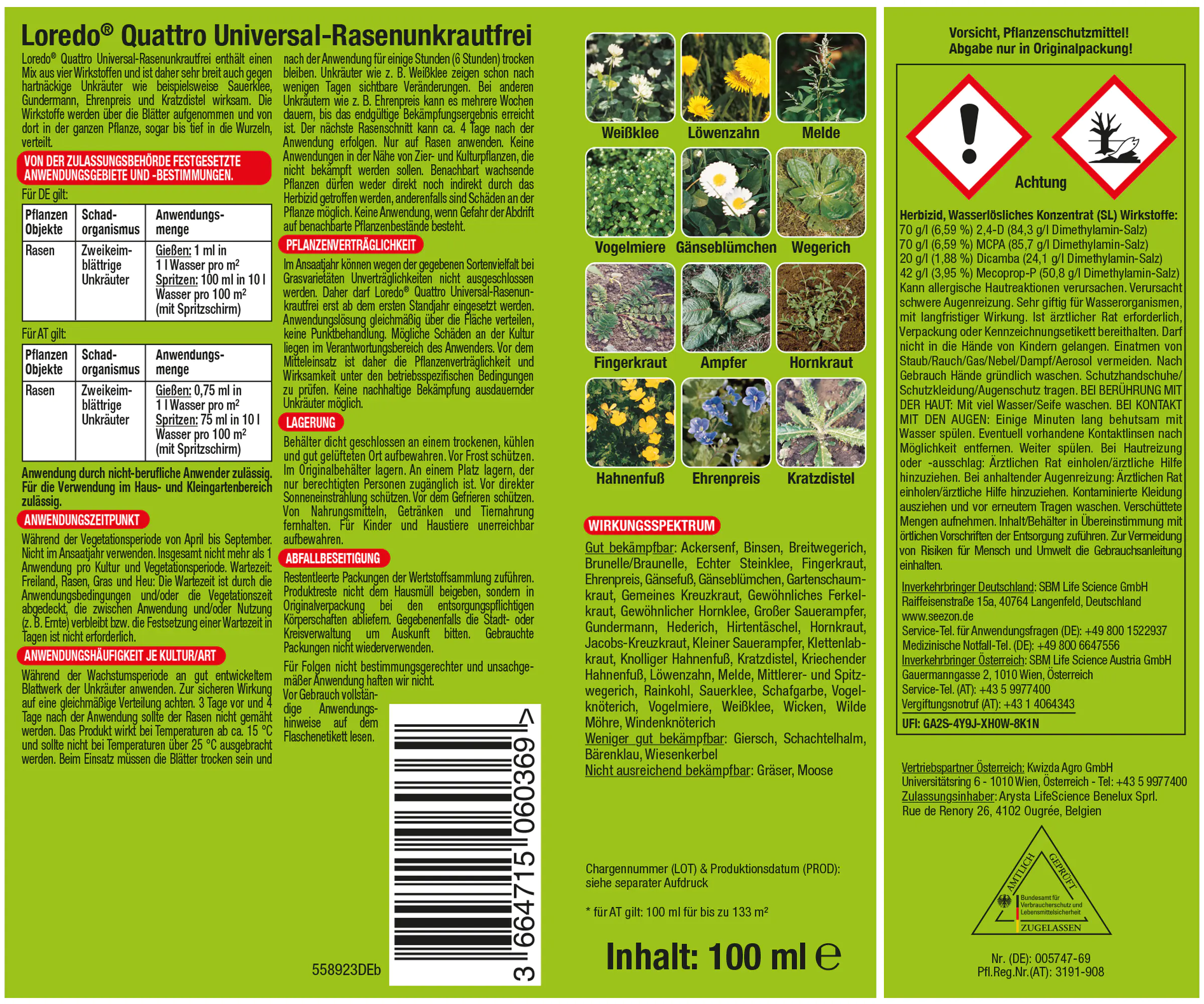 Protect Garden Loredo Quattro Universal Rasenunkrautfrei 100 ml Protect Garden Loredo Quattro Universal Rasenunkrautfrei 100 ml