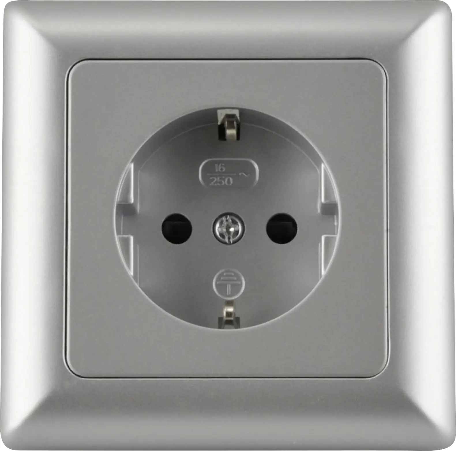 Unitec Steckdose mit Rahmen silber, Serie Genua