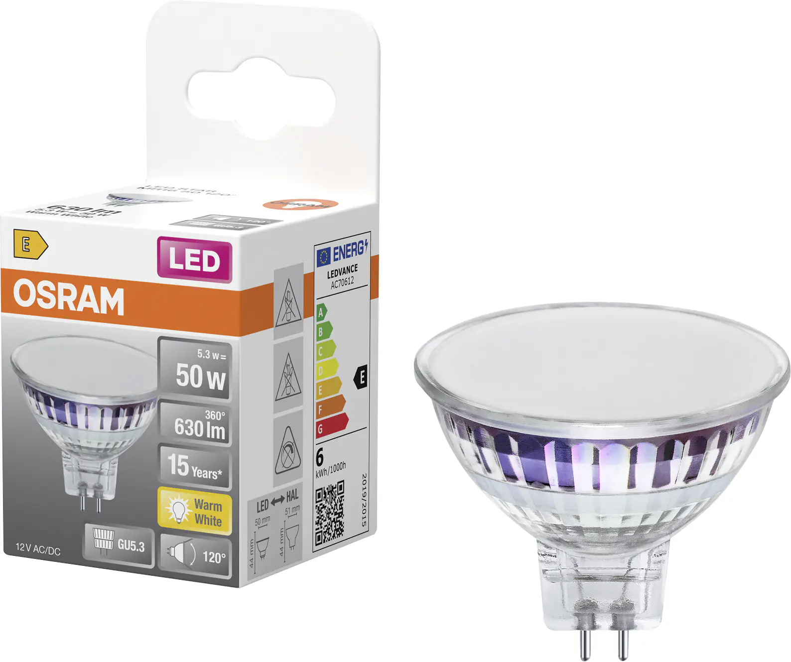 Osram LED Leuchtmittel GU5,3 Star MR16 50 120° 5,3W warmweiß