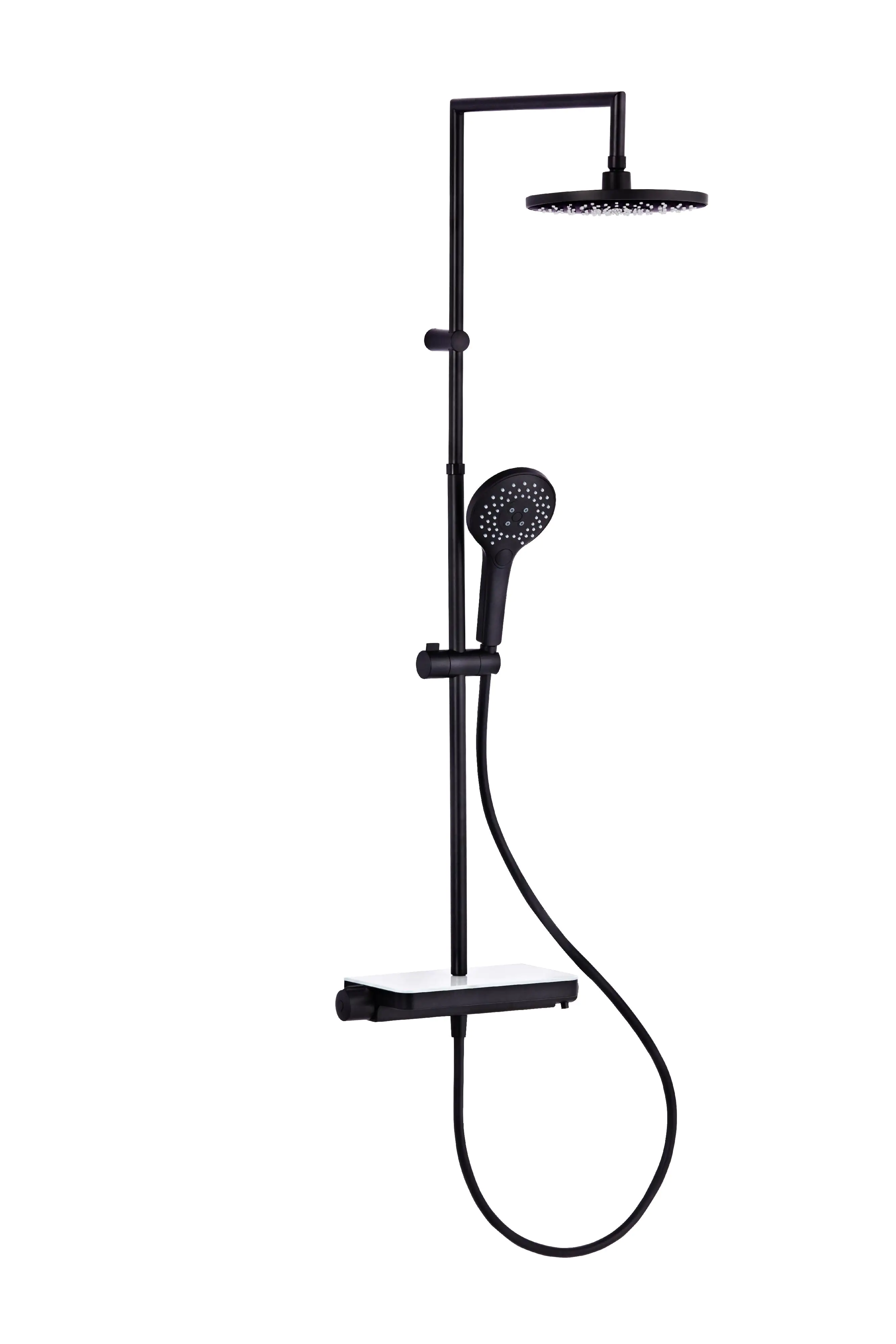 Primaster Duschsystem mit Thermostatarmatur und Ablage Prag schwarz matt 3 Strahlarten Primaster Duschsystem mit Thermostatarmatur und Ablage Prag schwarz matt 3 Strahlarten